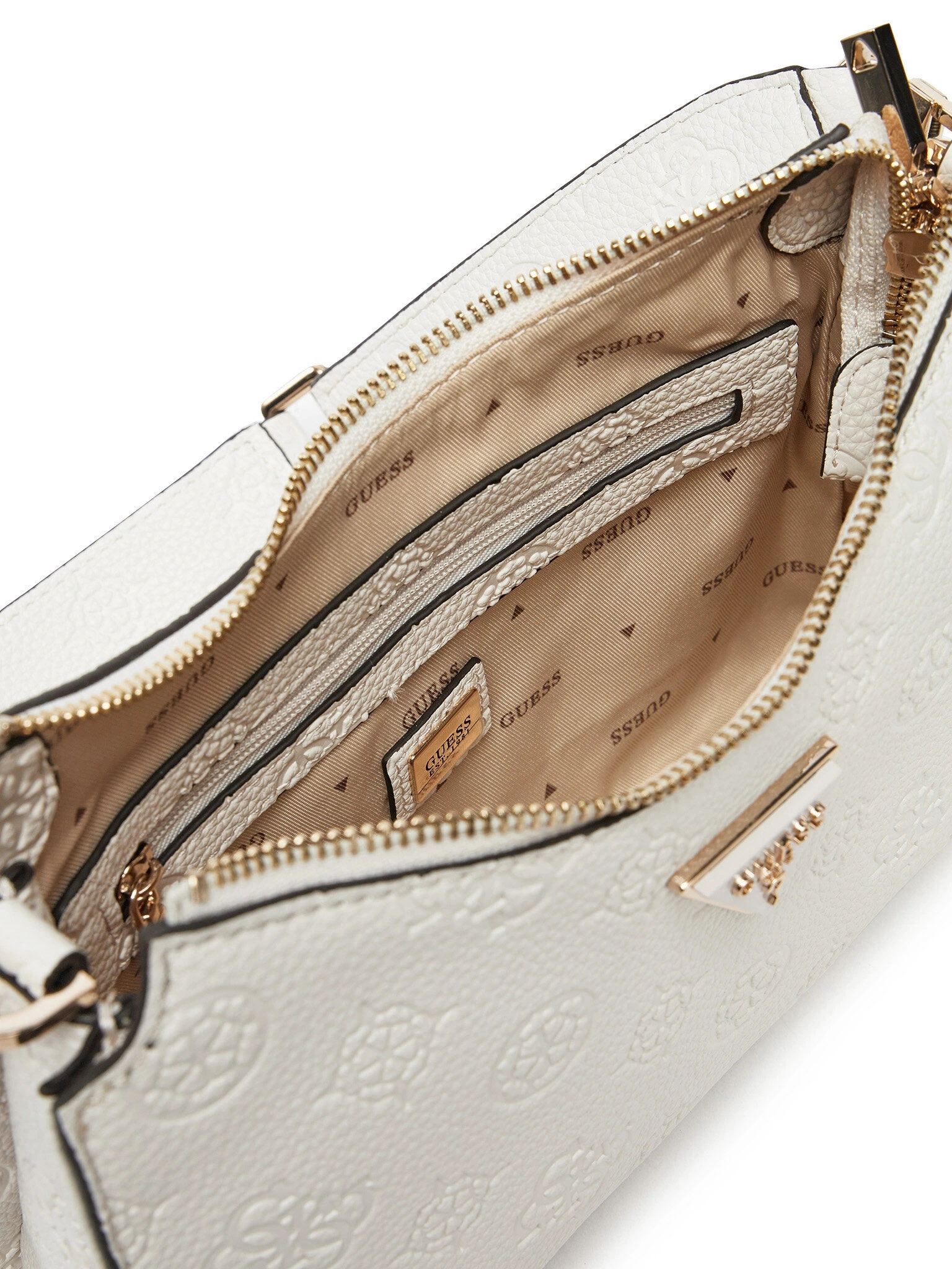 Guess Kadın Beyaz Cresidia Üstten Fermuarlı Omuz Çantası