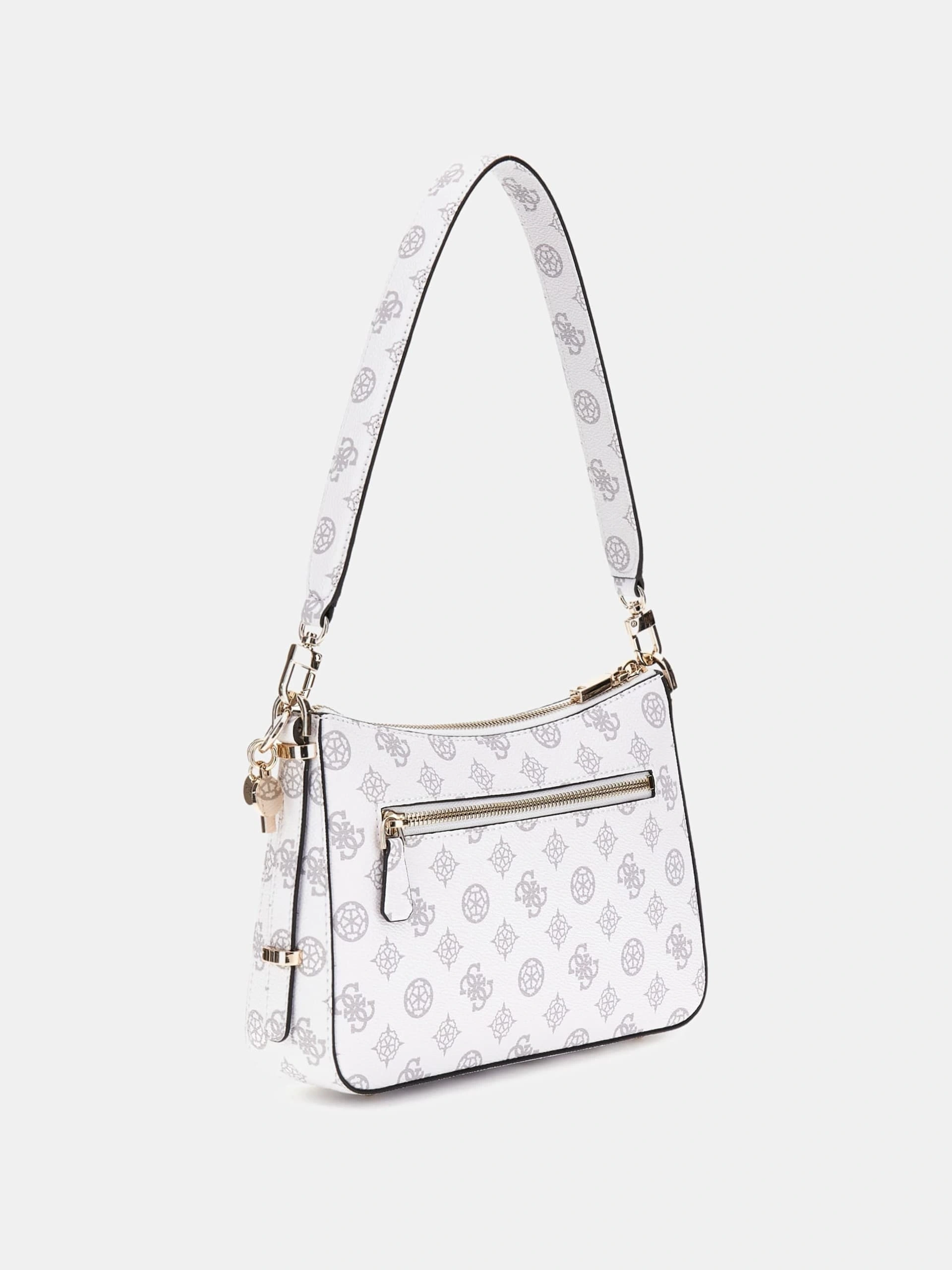 Guess Kadın Beyaz Eco Erica Üstten Fermuarlı Omuz Çantası