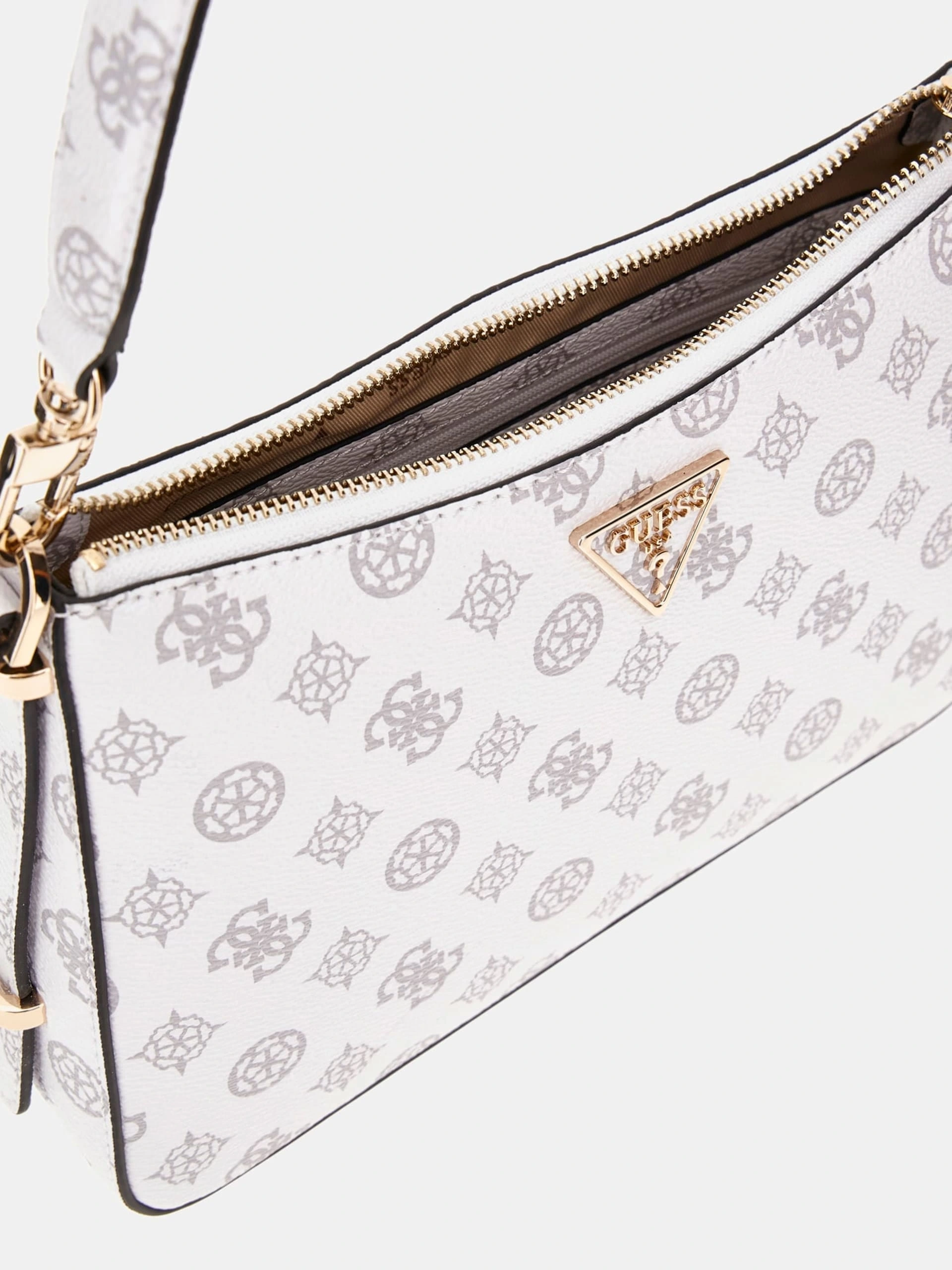 Guess Kadın Beyaz Eco Erica Üstten Fermuarlı Omuz Çantası