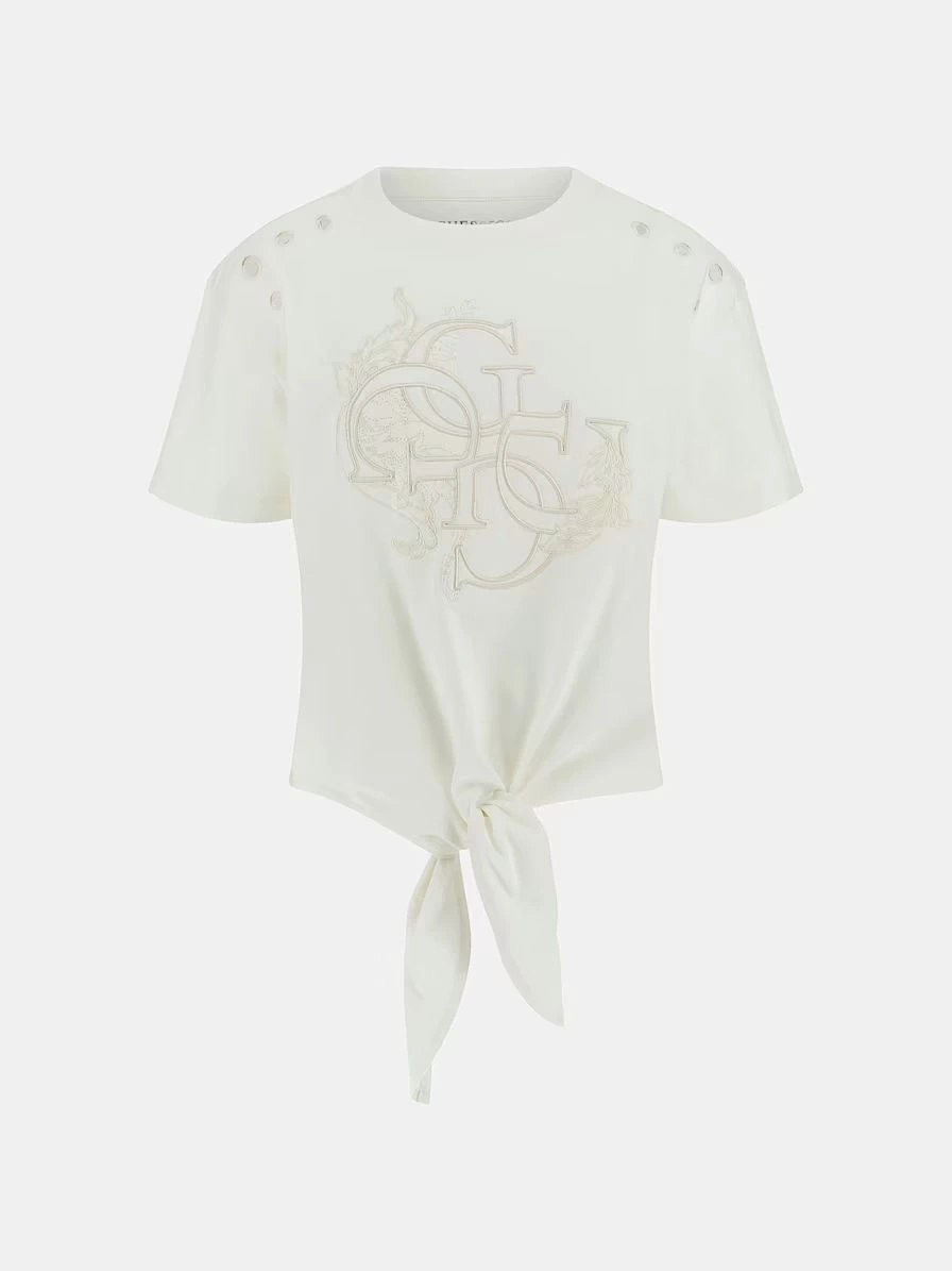Guess Kadın Beyaz Eyelet Ton Sür Ton Tişört