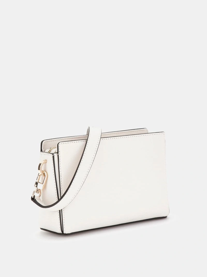 Guess Kadın Beyaz Nastra Mini Üstten Fermuarlı Crossbody Çan
