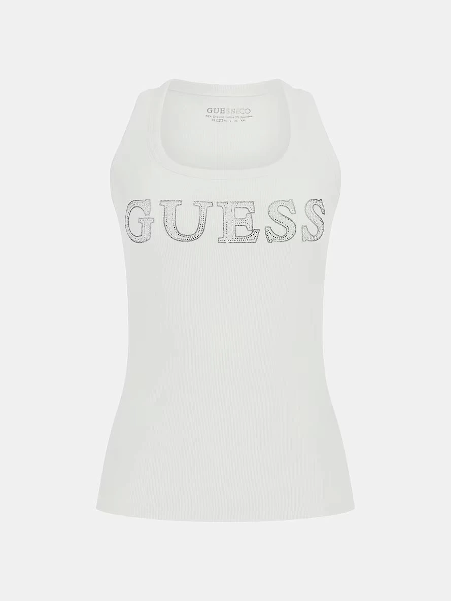 Guess Kadın Beyaz Taşlı Logolu Atlet