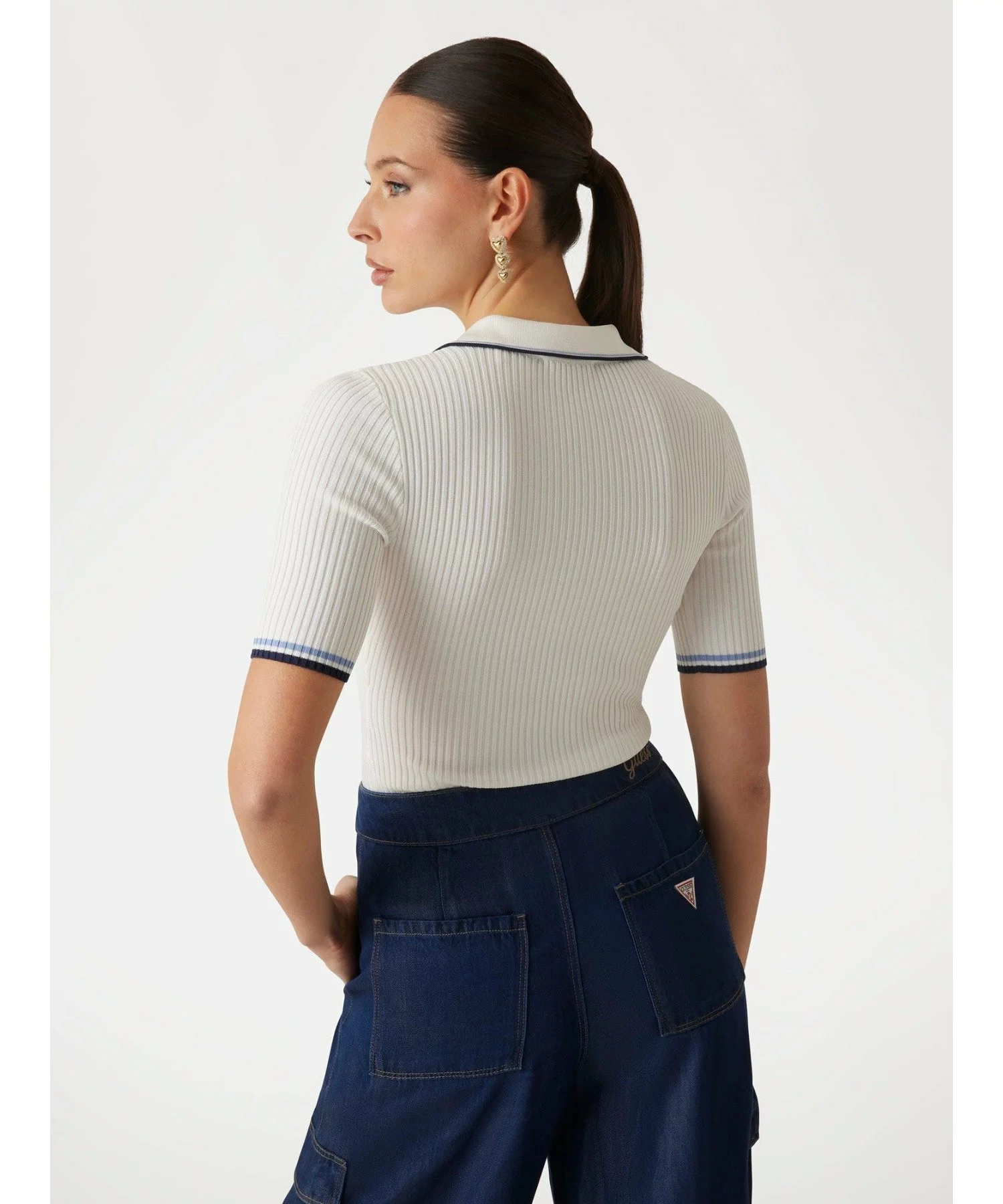 Guess Kadın Beyaz Thalia Polo Yaka T-Shirt