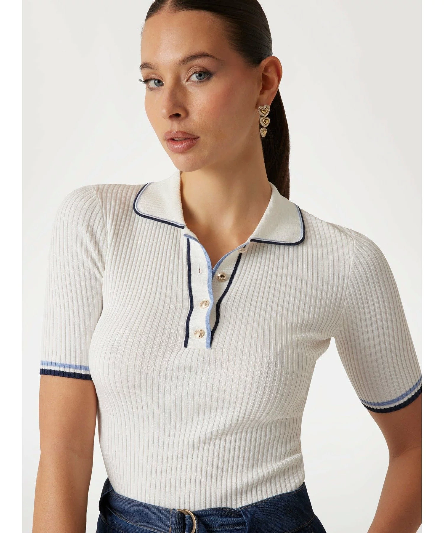 Guess Kadın Beyaz Thalia Polo Yaka T-Shirt