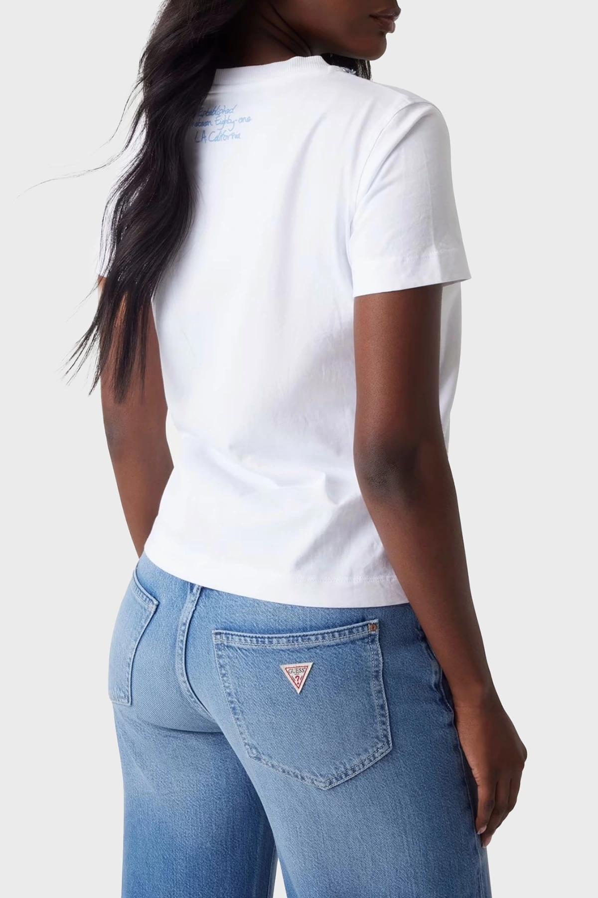 Guess Kadın Beyaz Zincir Detaylı Jean Tişört