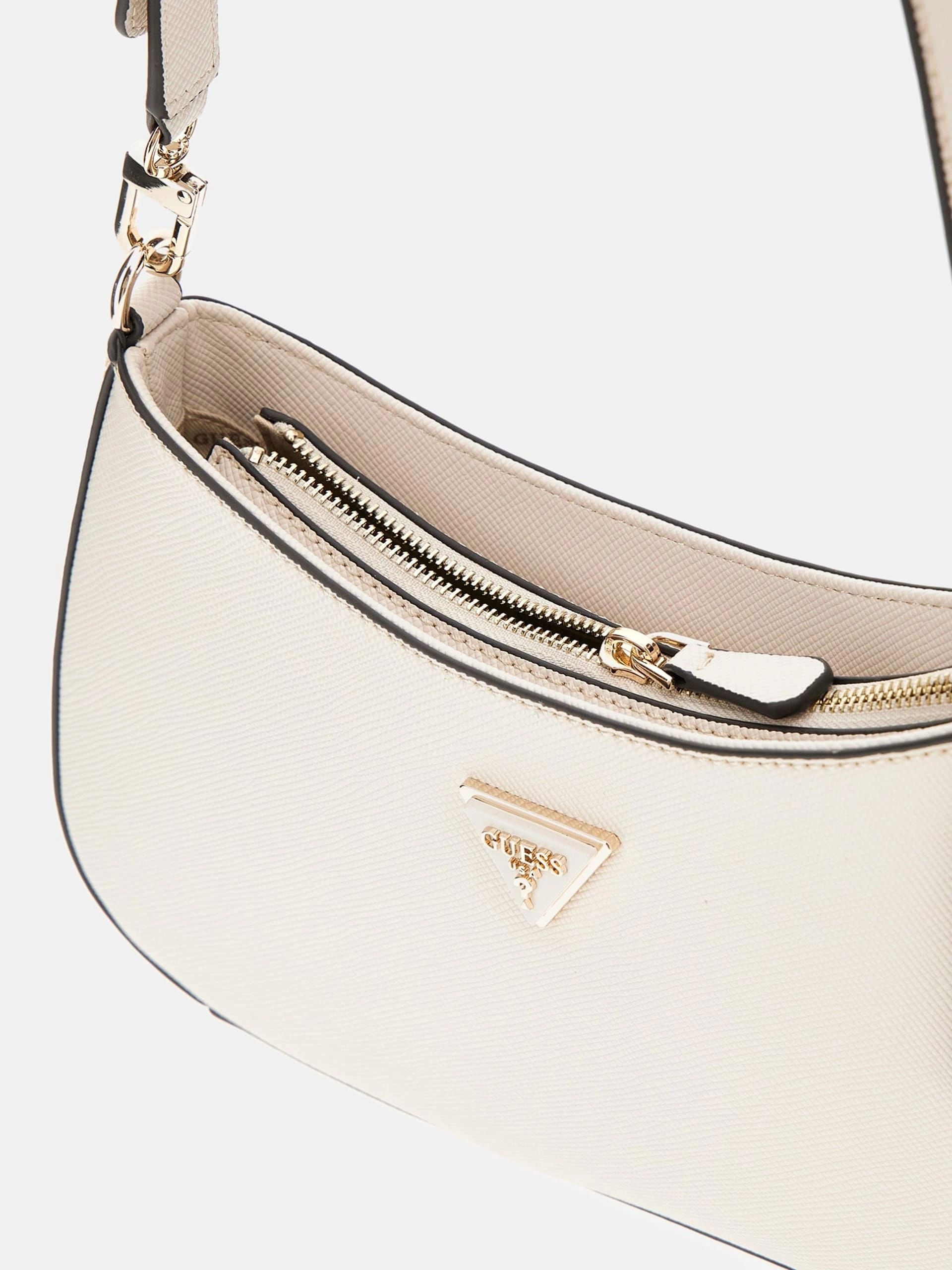 Guess Kadın Ekru Noelle Üstten Fermuarlı Omuz Çantası
