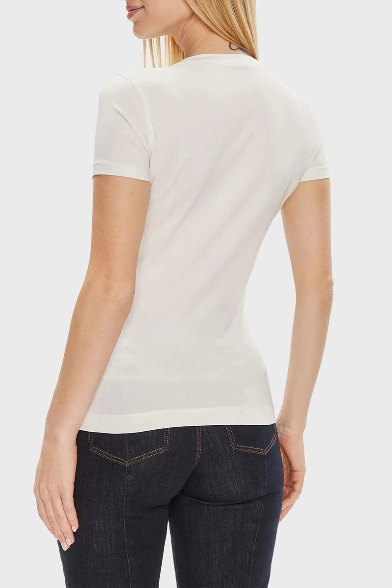 Guess Kadın Çiçek Logolu Steç Pembe T-Shirt