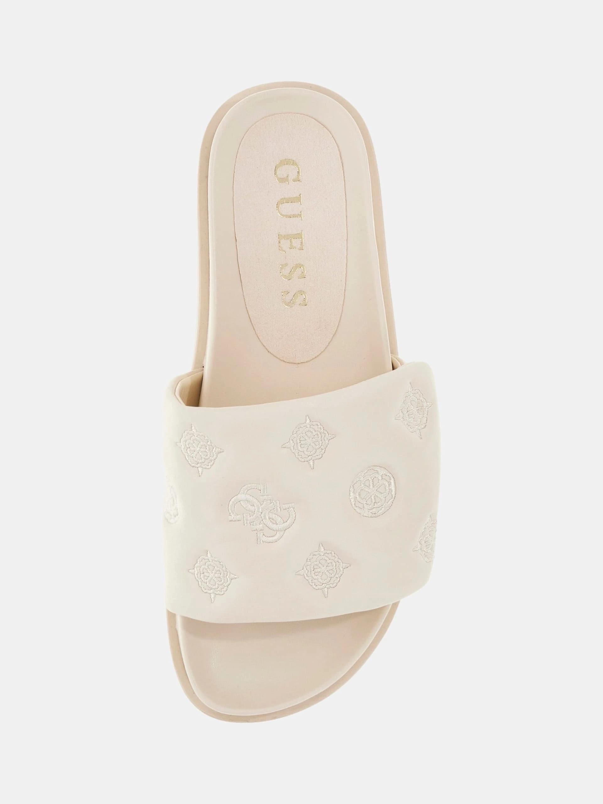 Guess Kadın Fabio 4G ve Peony Logolu Krem Terlik