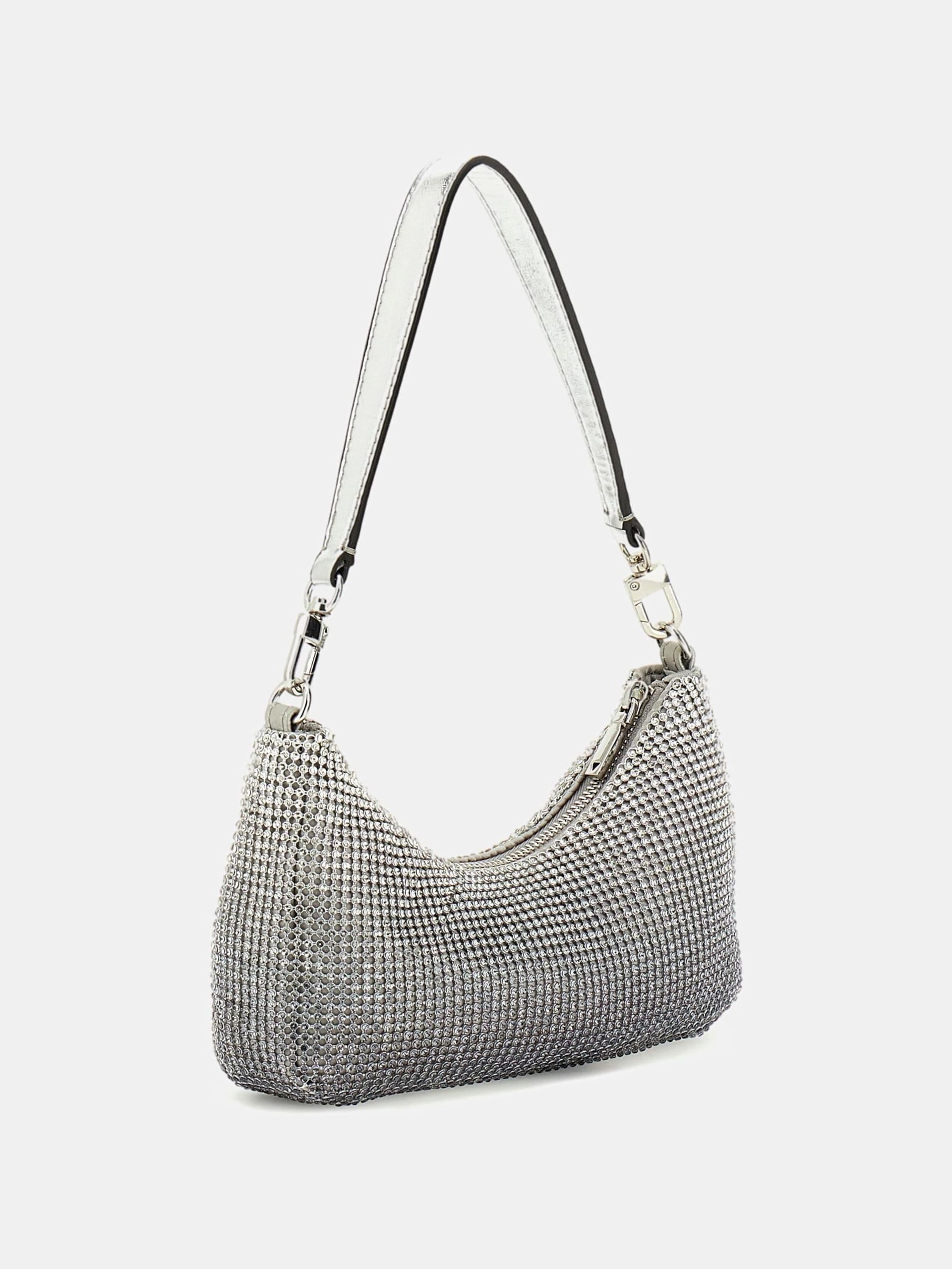 Guess Kadın Gri Zalina Mini Üstten Fermuarlı Omuz Çantası