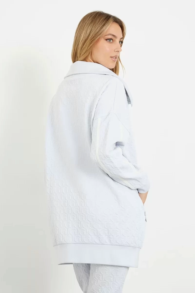 Guess Kadın Kabartma Baskılı GJ Logolu Uzun Sweatshirt
