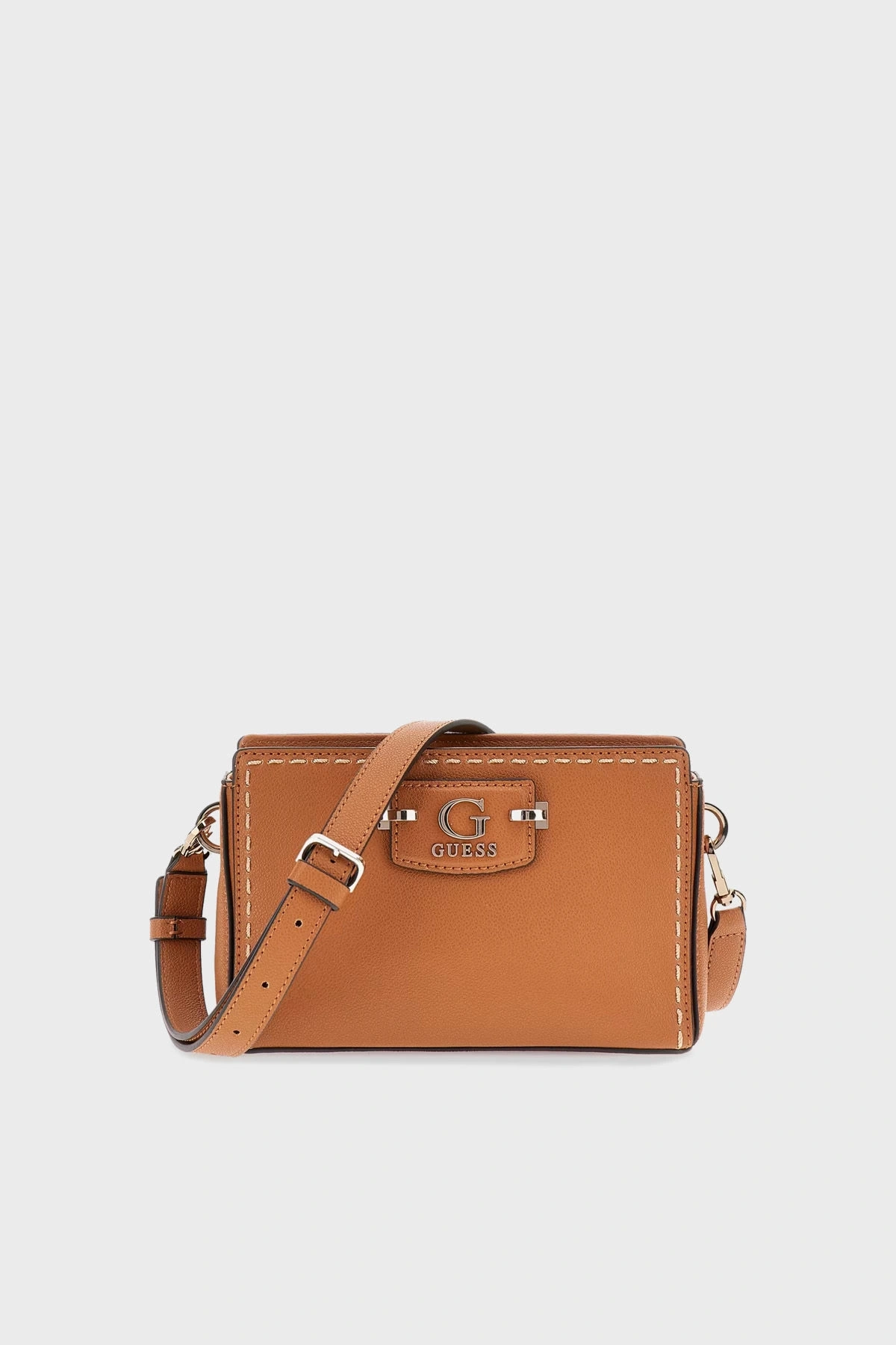 Guess Kadın Kahverengi  Nastra Mini Üstten Fermuarlı Crossbo