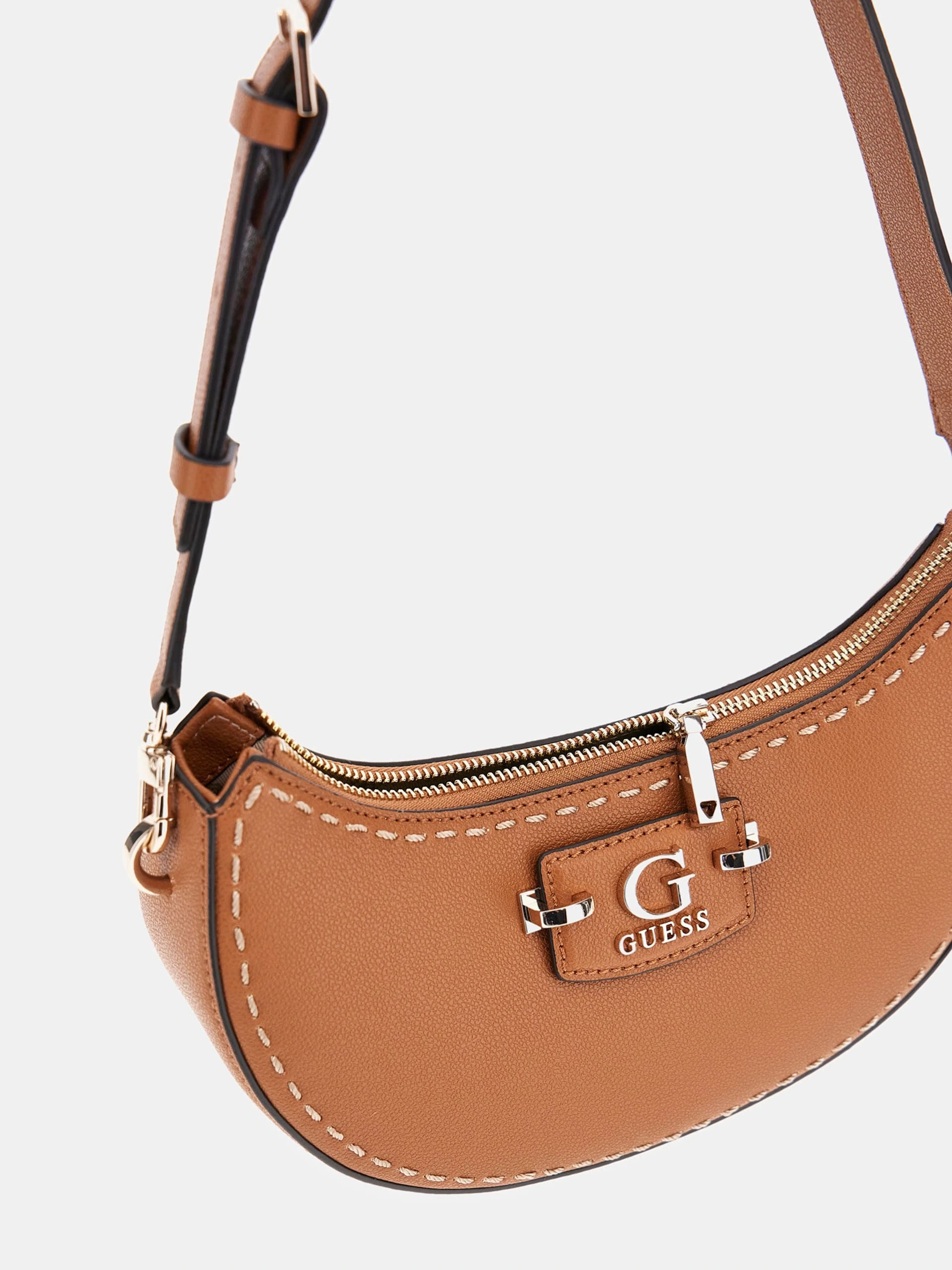 Guess Kadın Kahverengi Nastra Üstten Fermuarlı Omuz Çantası