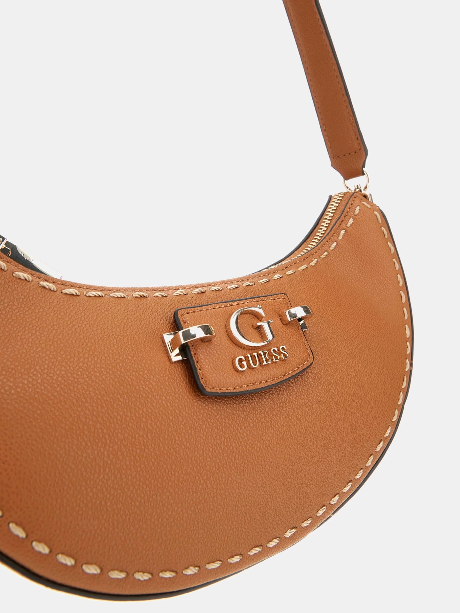 Guess Kadın Kahverengi Nastra Üstten Fermuarlı Omuz Çantası