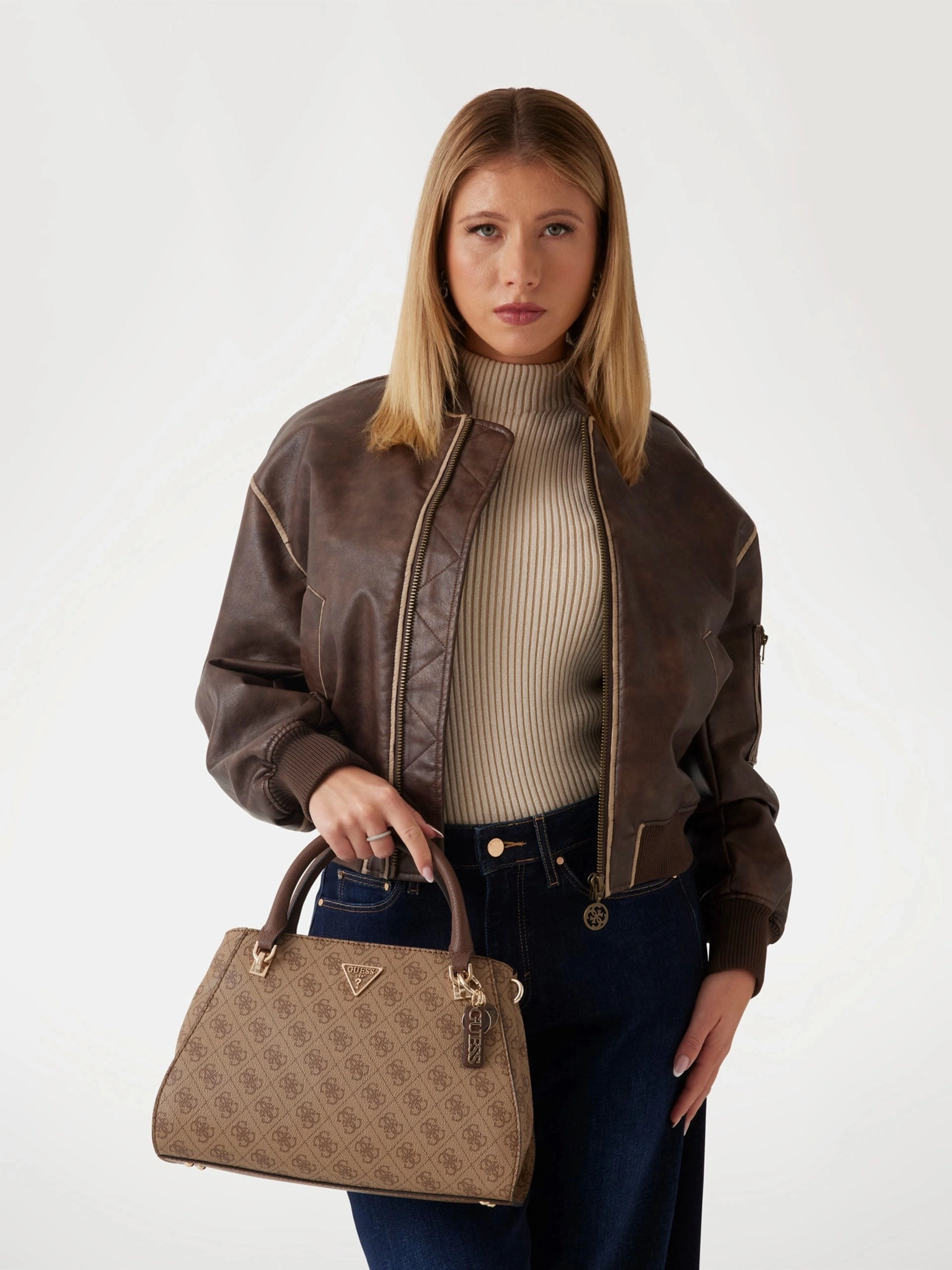 Guess Kadın Kahverengi Noelle Luxury Satchel Çanta