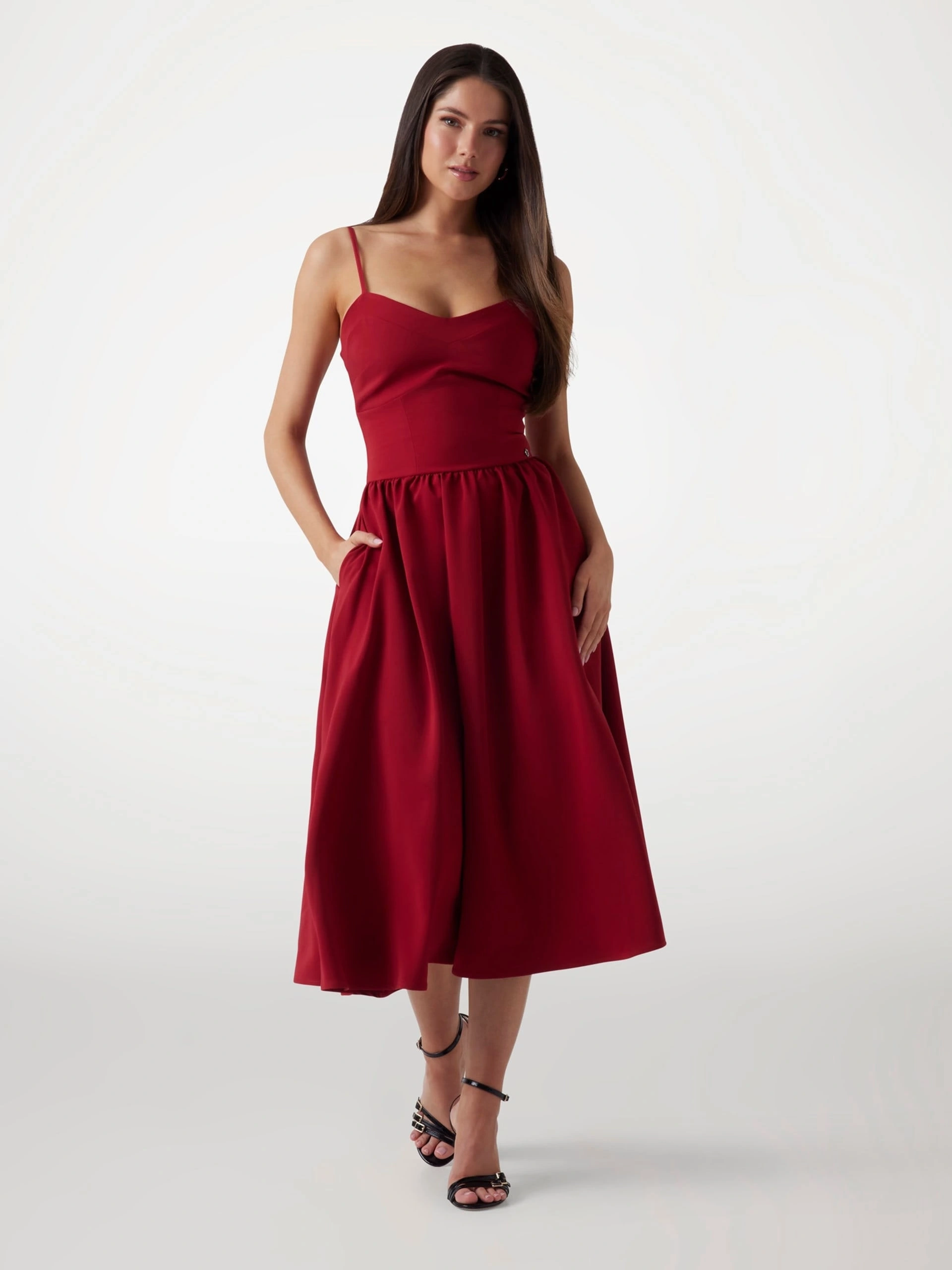 Guess Kadın Kırmızı Sophie Uzun Elbise