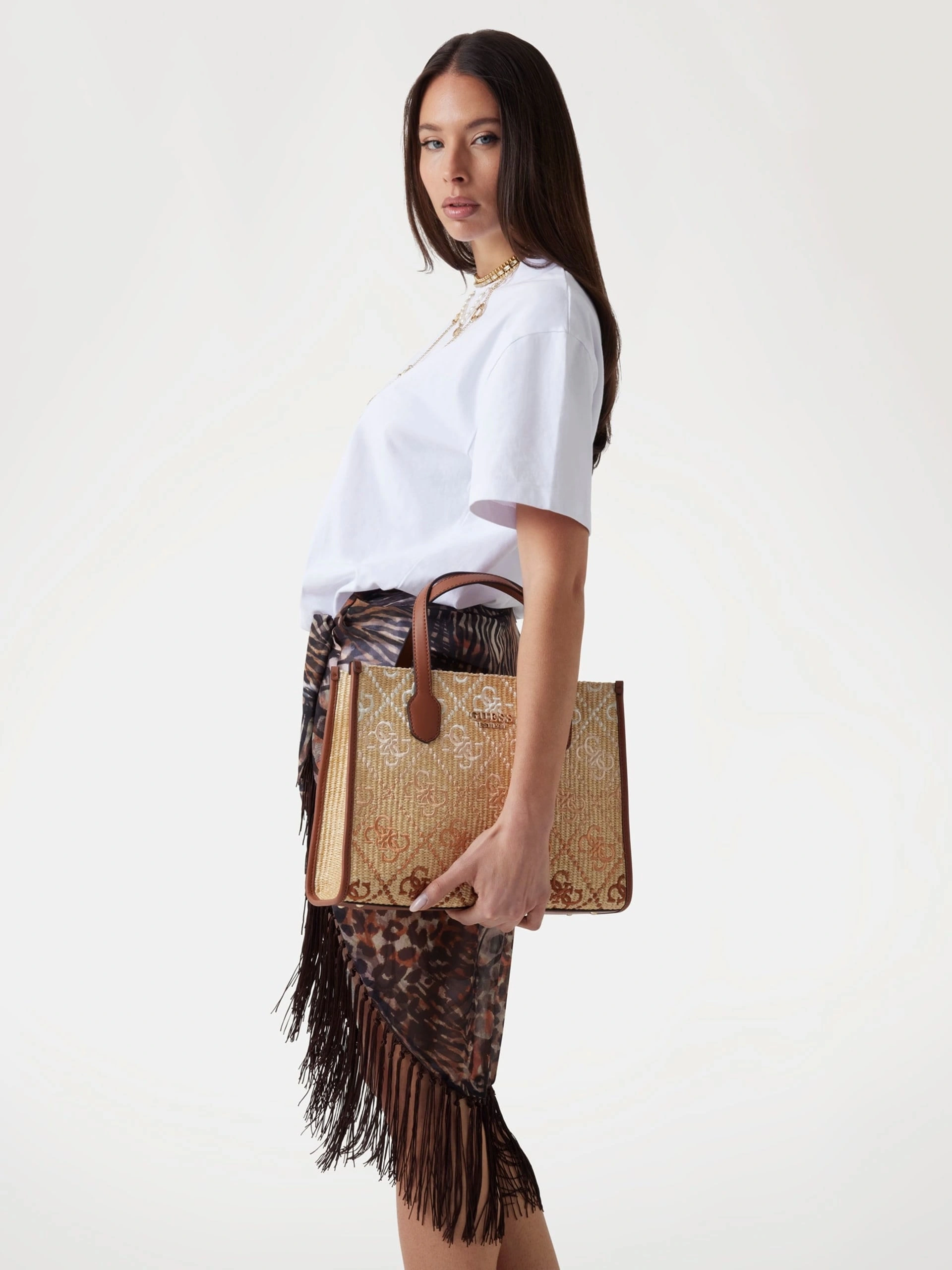 Guess Kadın Kahverengi Silvana İki Bölmeli Tote Çanta