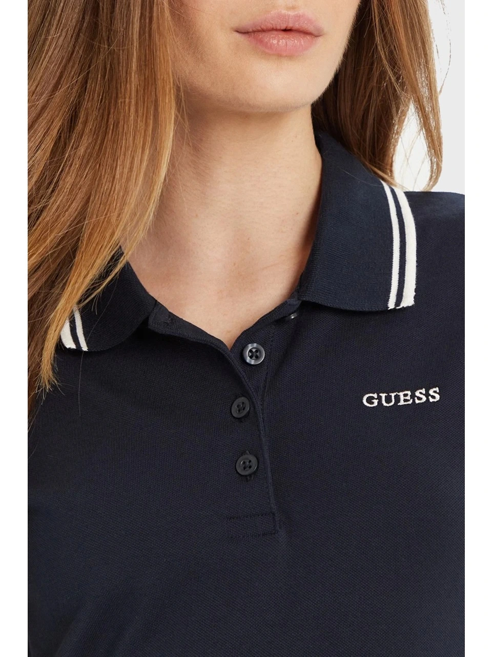 Guess Kadın Lacivert Amaryllis Polo Yaka Tişört