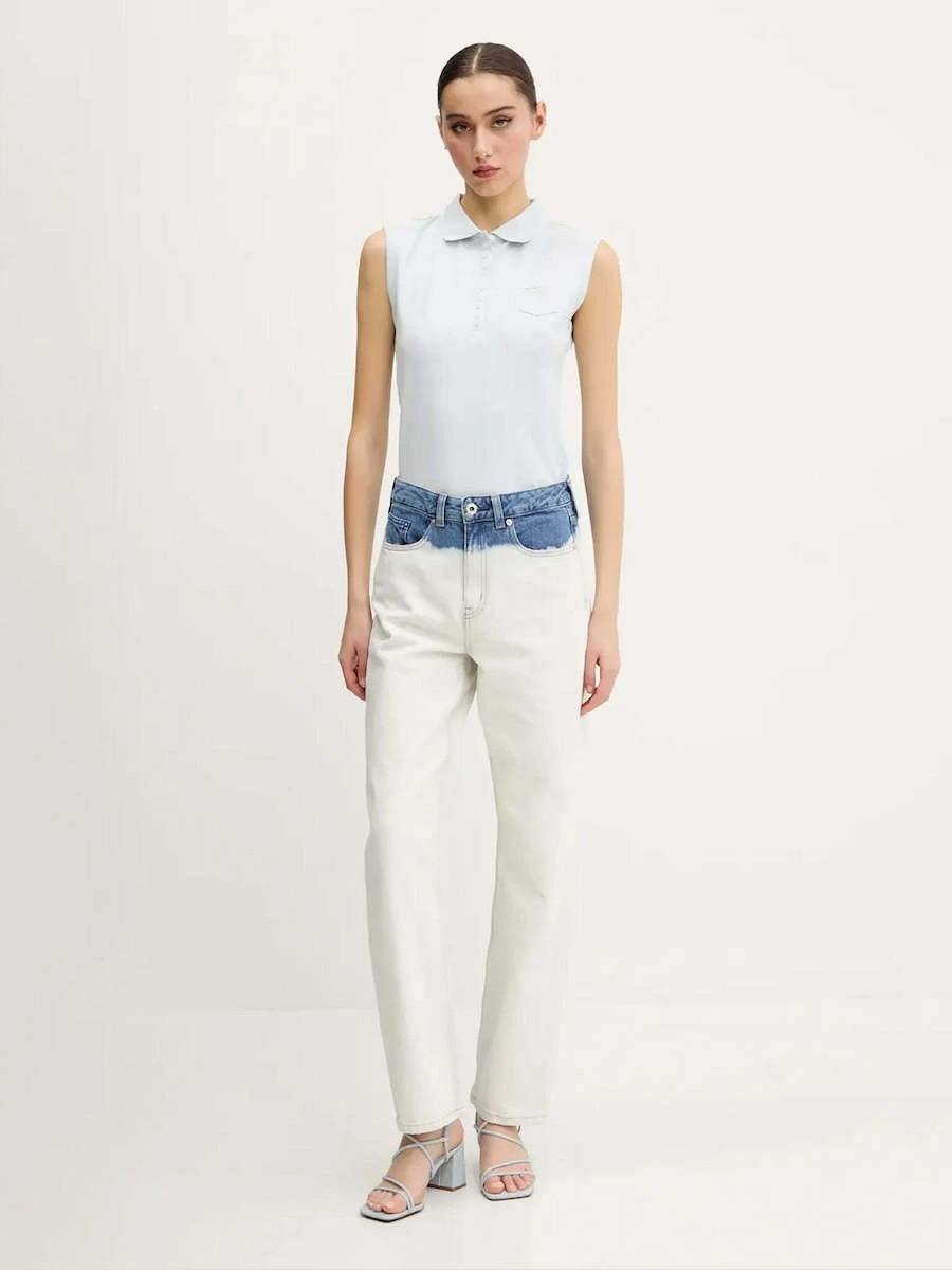 Guess Kadın Mavi Kolsuz Slim Fit Polo Üst