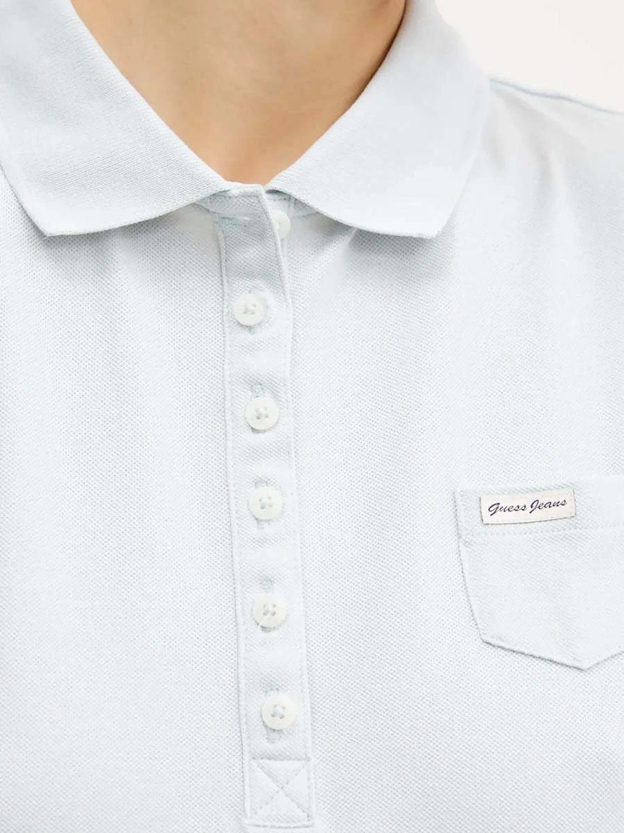 Guess Kadın Mavi Kolsuz Slim Fit Polo Üst