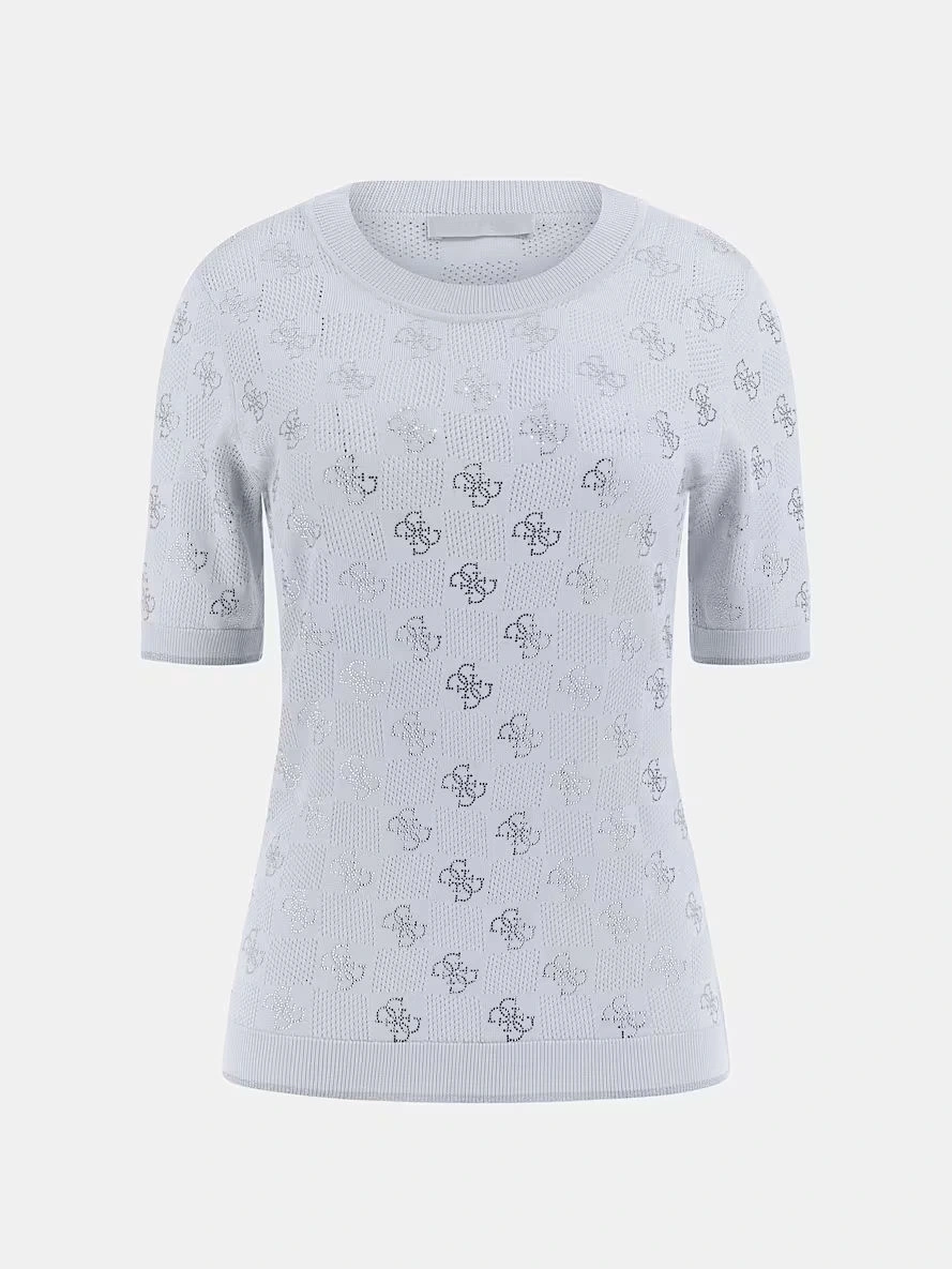 Guess Kadın Mavi Rosie 4G Bisiklet Yaka T-Shirt
