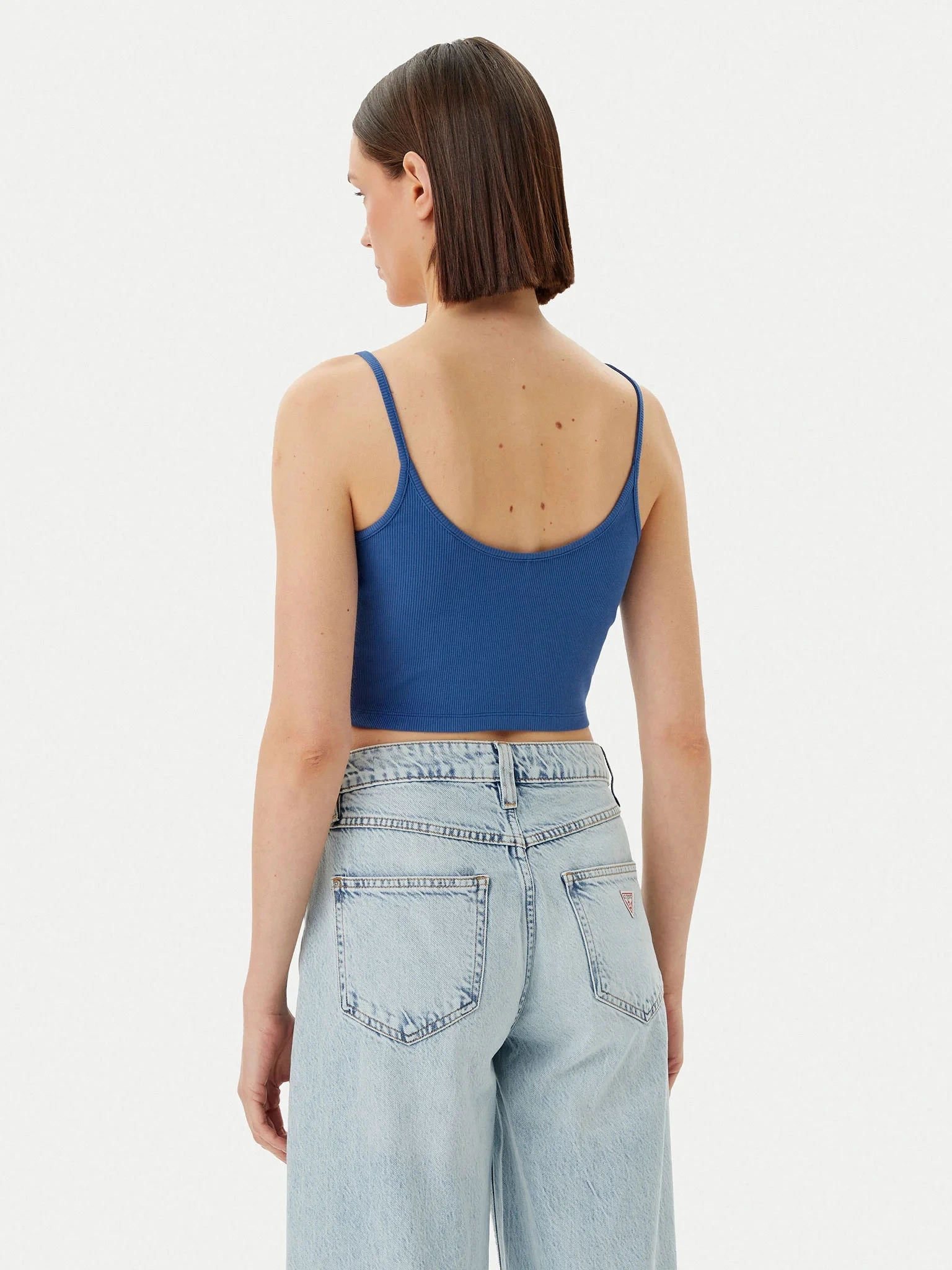 Guess Kadın Mavi Sunflower Ribana Bluz