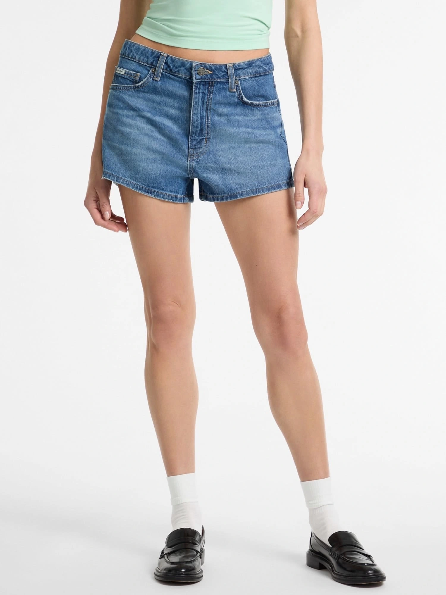 Guess Kadın Mavi Yüksek Bel Vintage Jean Şort