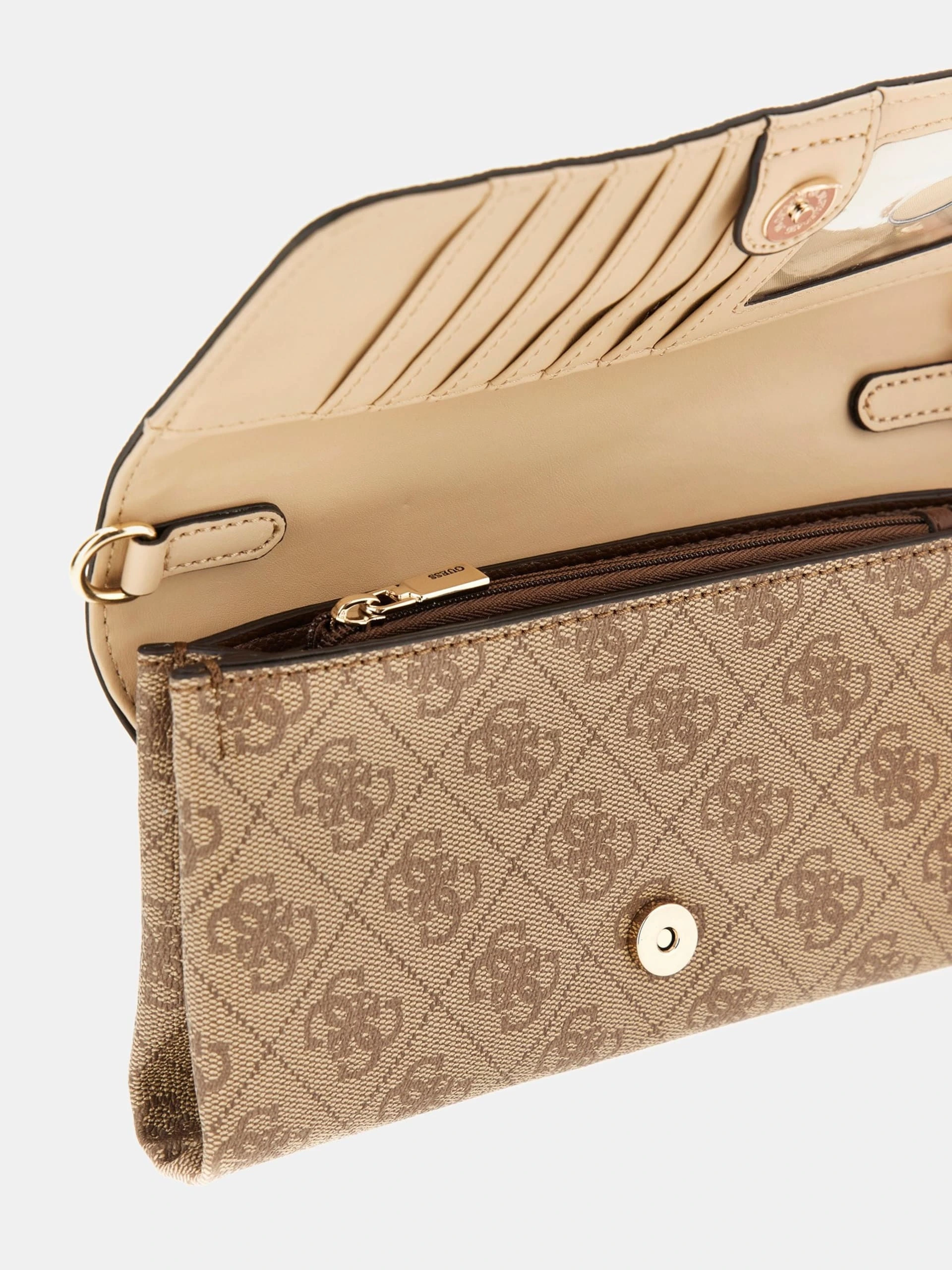 Guess Kadın Kahverengi Noelle Flap Organizer Crossbody Çanta