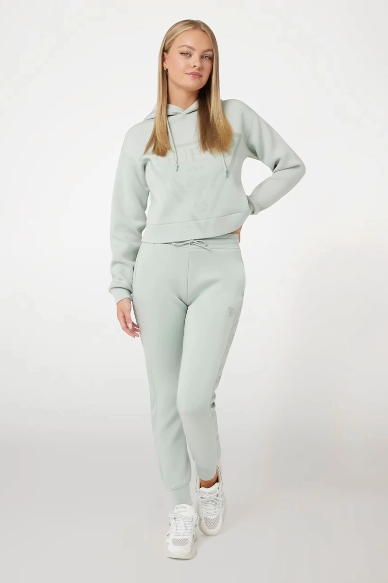 Guess Kadın Yeşil Üçgen Logolu Scuba Sweatshirt