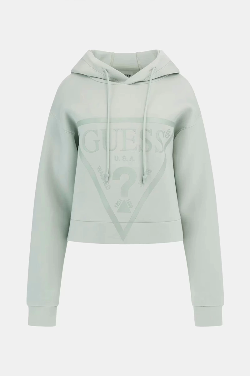 Guess Kadın Yeşil Üçgen Logolu Scuba Sweatshirt
