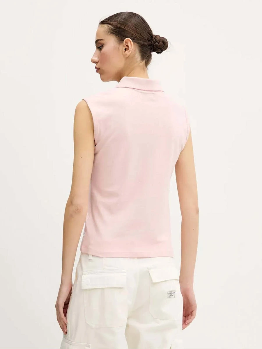 Guess Kadın Pembe Kolsuz Slim Fit Polo Üst