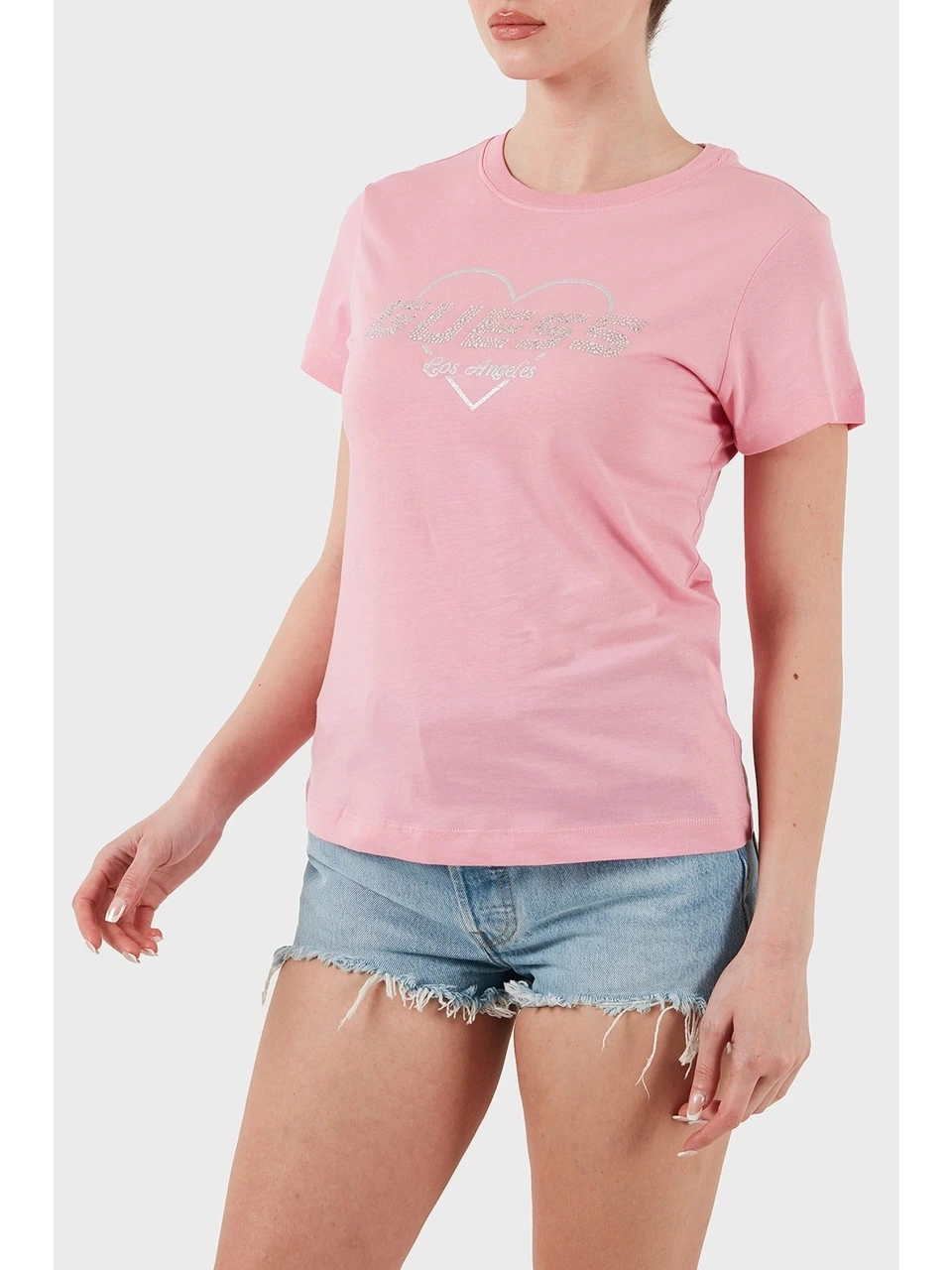 Guess Kadın Pembe Narciso Logolu Tişört