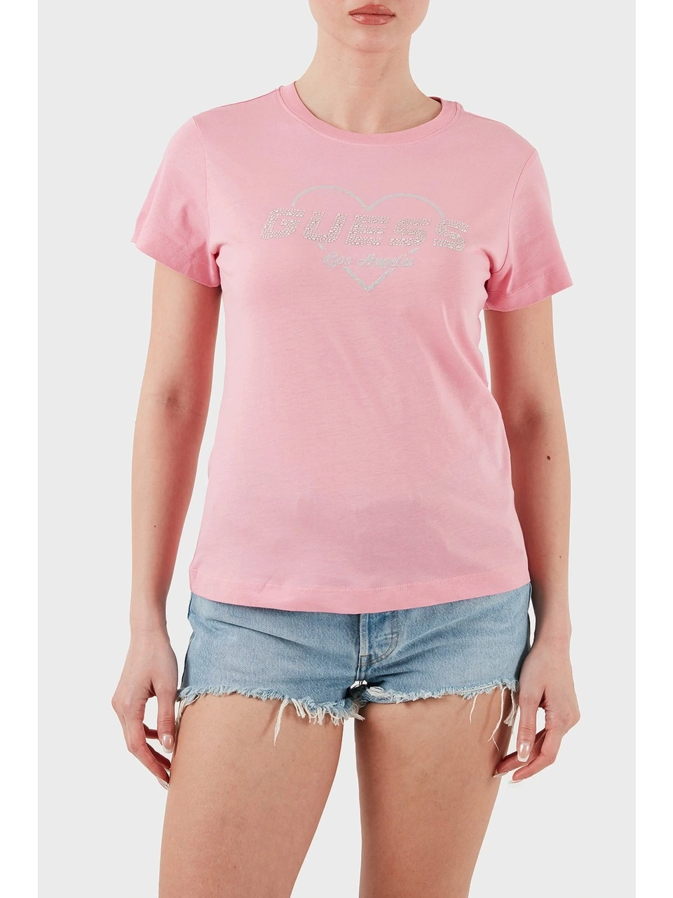 Guess Kadın Pembe Narciso Logolu Tişört