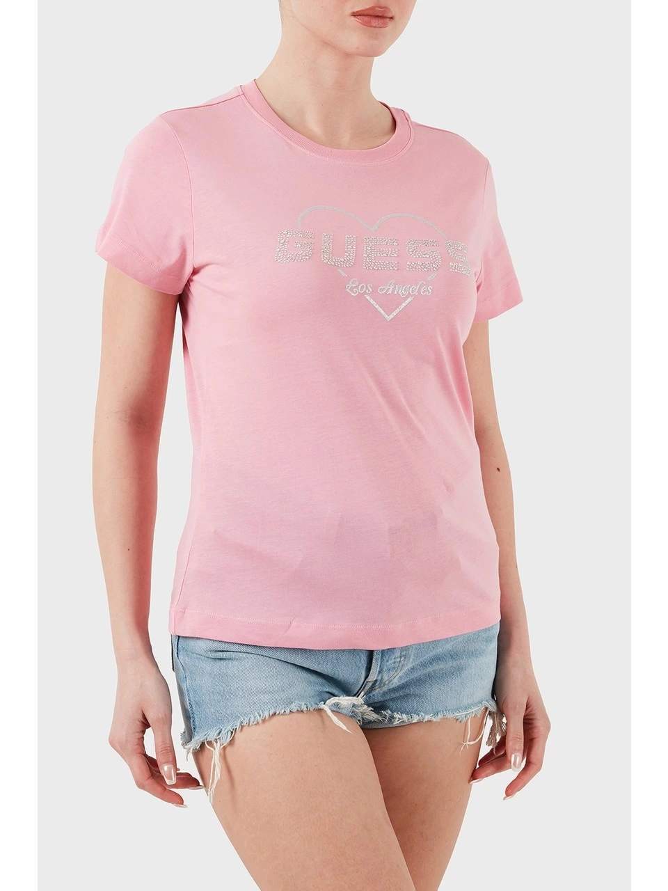 Guess Kadın Pembe Narciso Logolu Tişört
