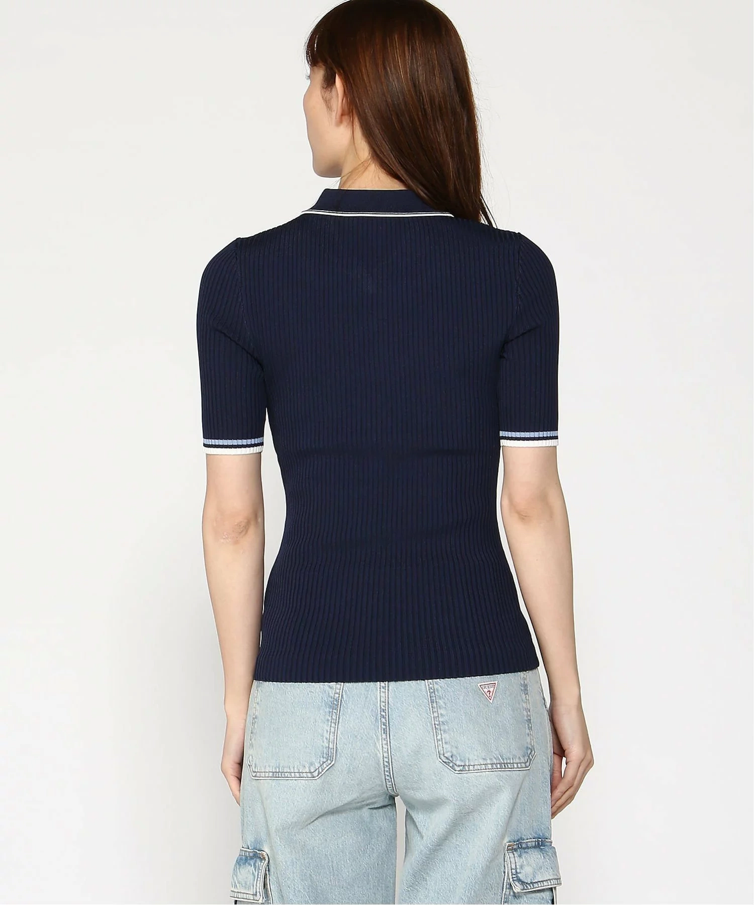 Guess Kadın Lacivert Thalia Polo Yaka Kazak