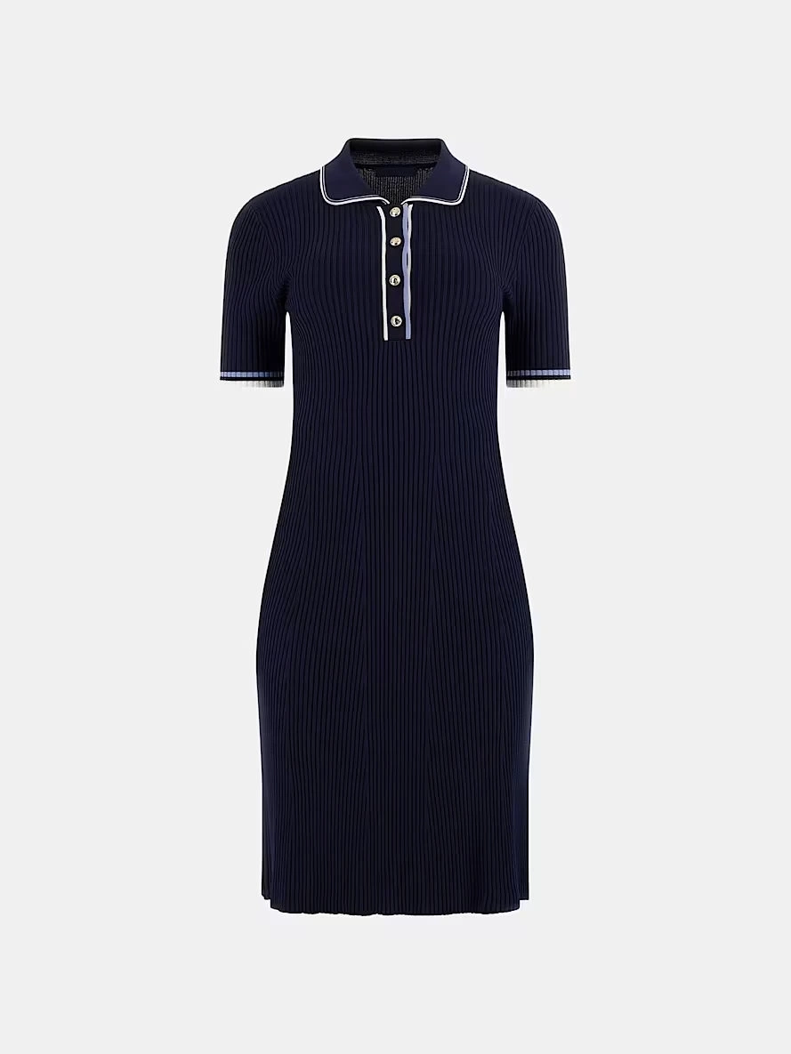 Guess Kadın Lacivert Thalia Polo Yaka Triko Elbise