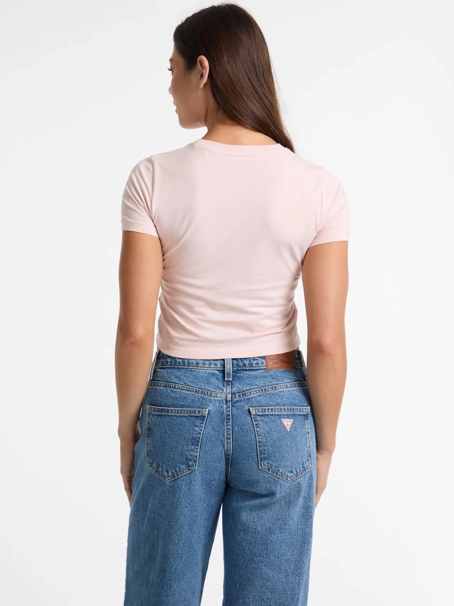 Guess Kadın Pembe Yıldız İşlemeli Slim Tişört