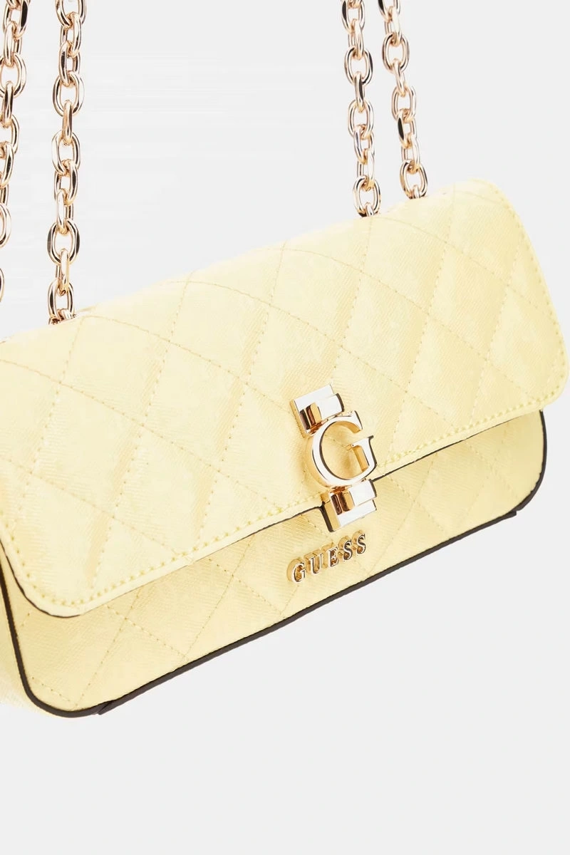 Guess Kadın Sarı Bessey 4G Logolu Rugan Mini Çapraz Çanta