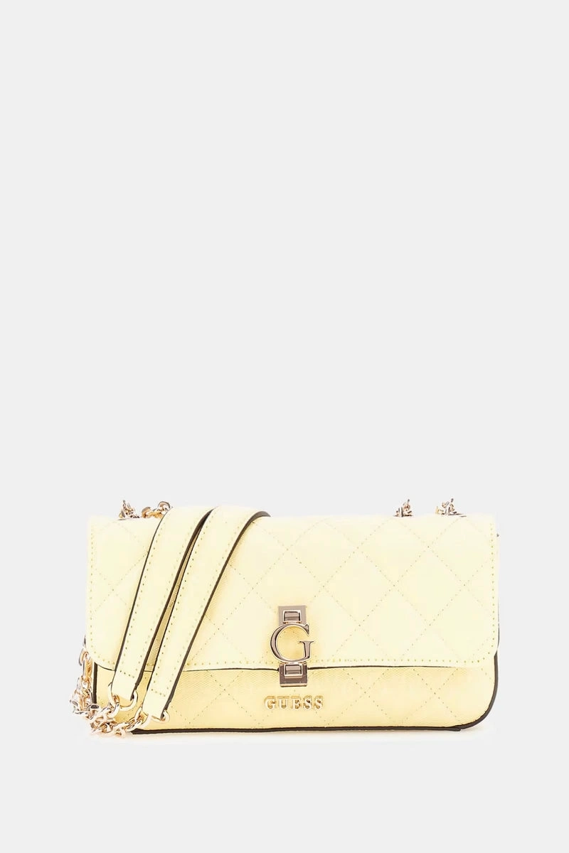 Guess Kadın Sarı Bessey 4G Logolu Rugan Mini Çapraz Çanta