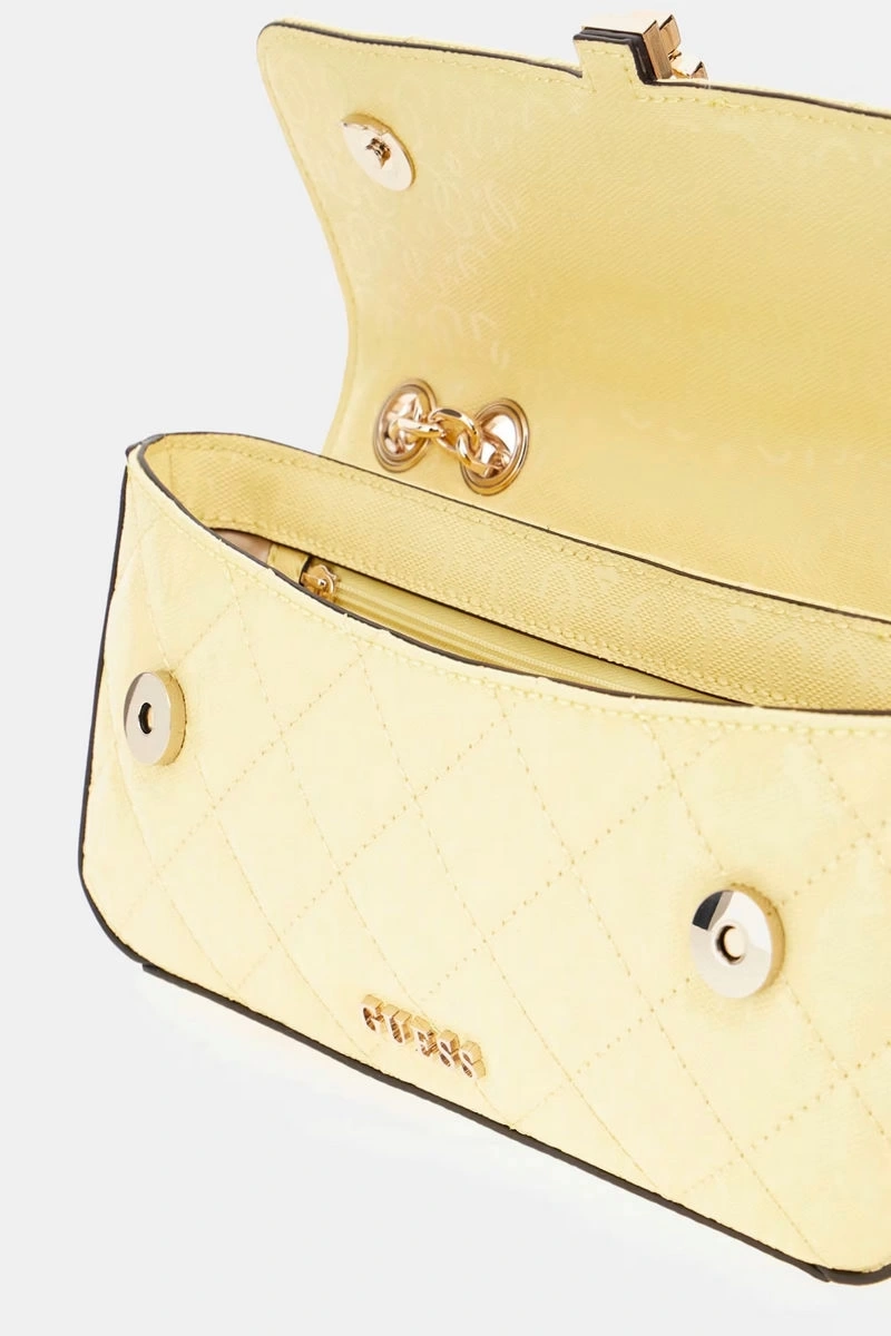 Guess Kadın Sarı Bessey 4G Logolu Rugan Mini Çapraz Çanta
