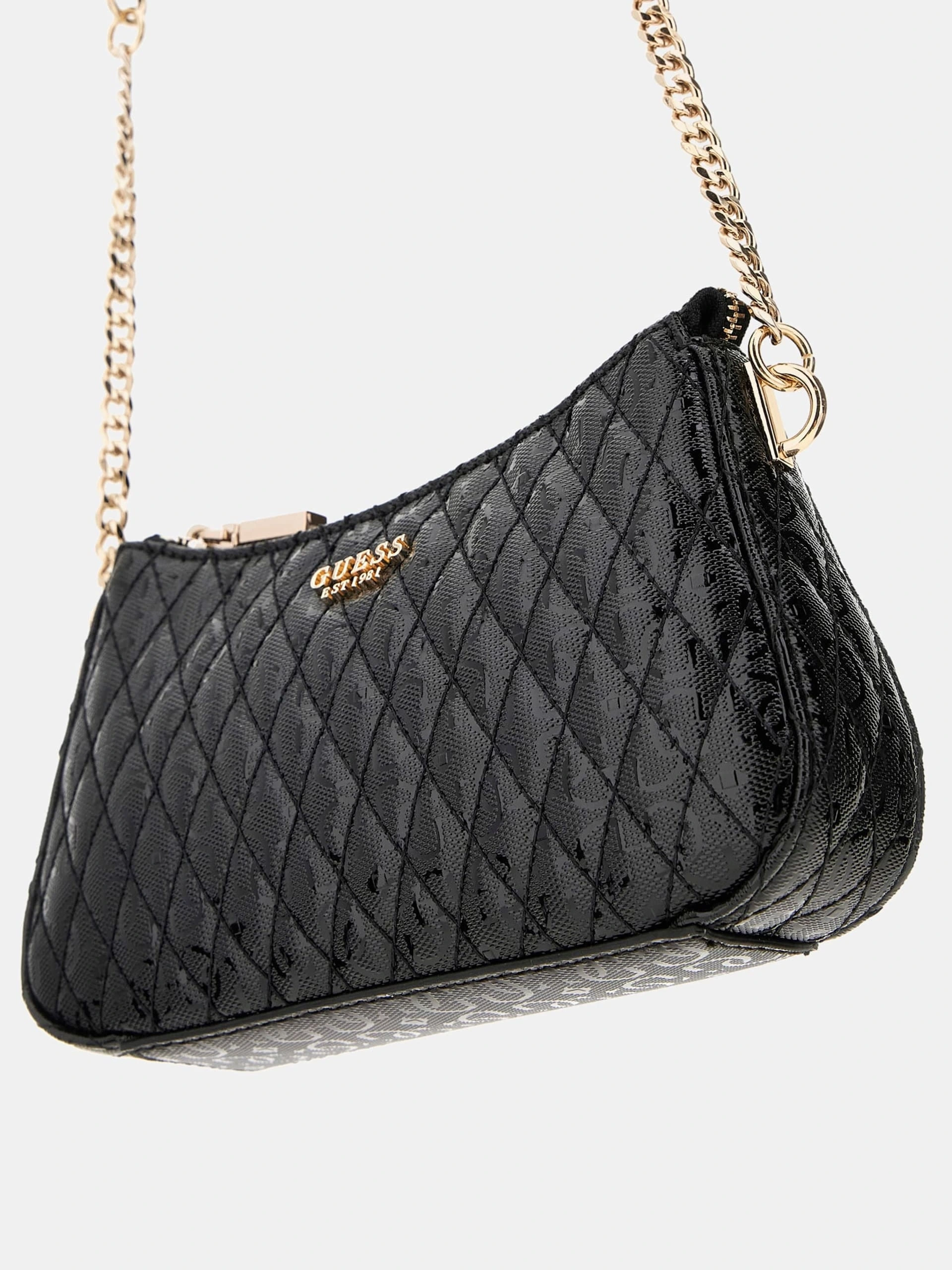 Guess Kadın Siyah Betula Mini Üstten Fermuarlı Crossbody Çan