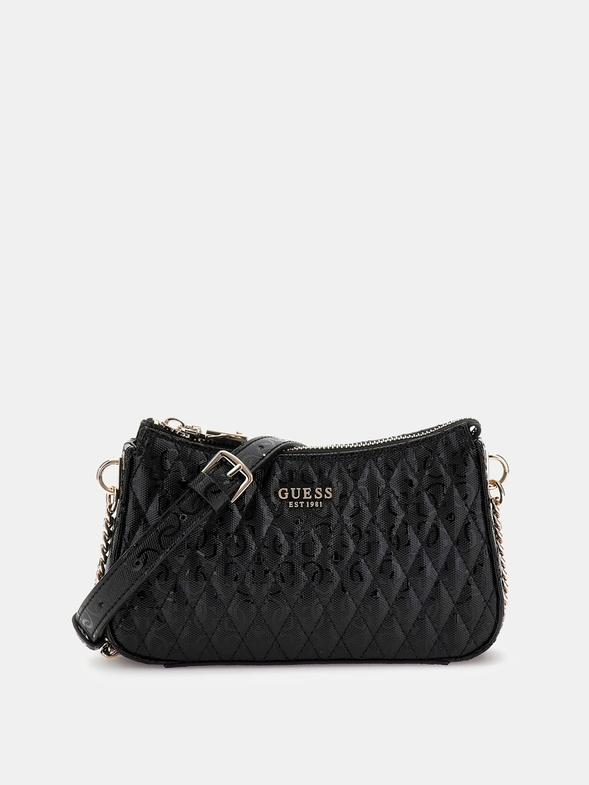 Guess Kadın Siyah Betula Mini Üstten Fermuarlı Crossbody Çan