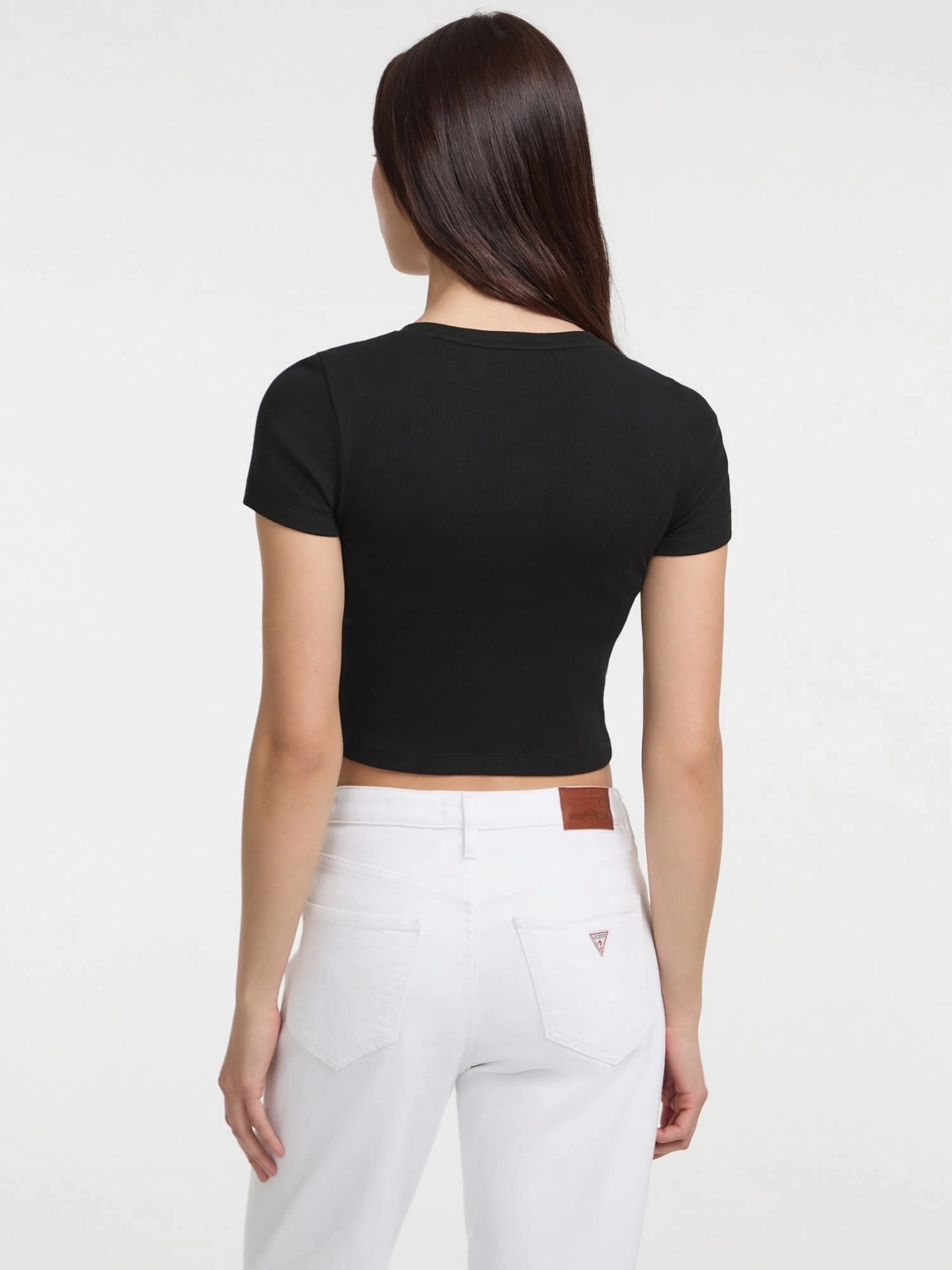 Guess Kadın Siyah Düğme Detaylı Slim Üst