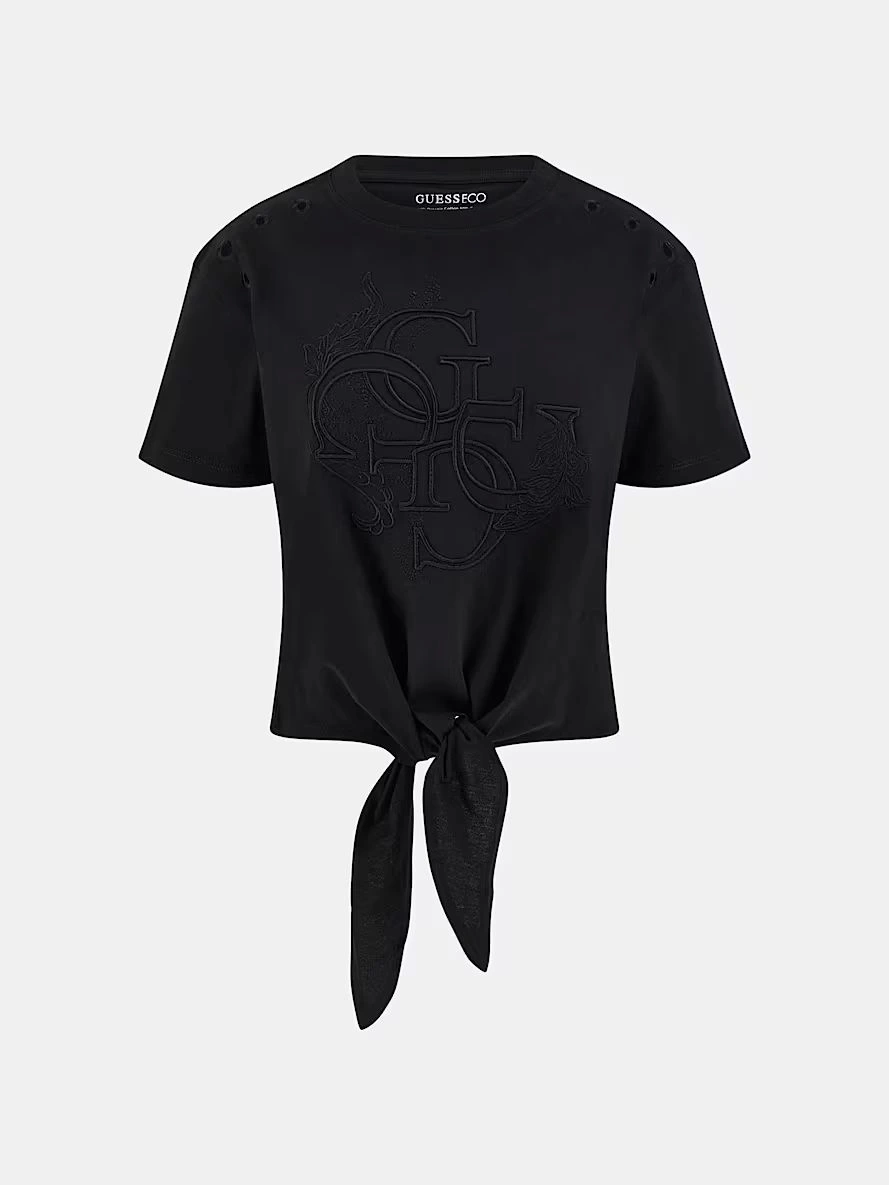 Guess Kadın Siyah Eyelet Ton Sür Ton Tişört