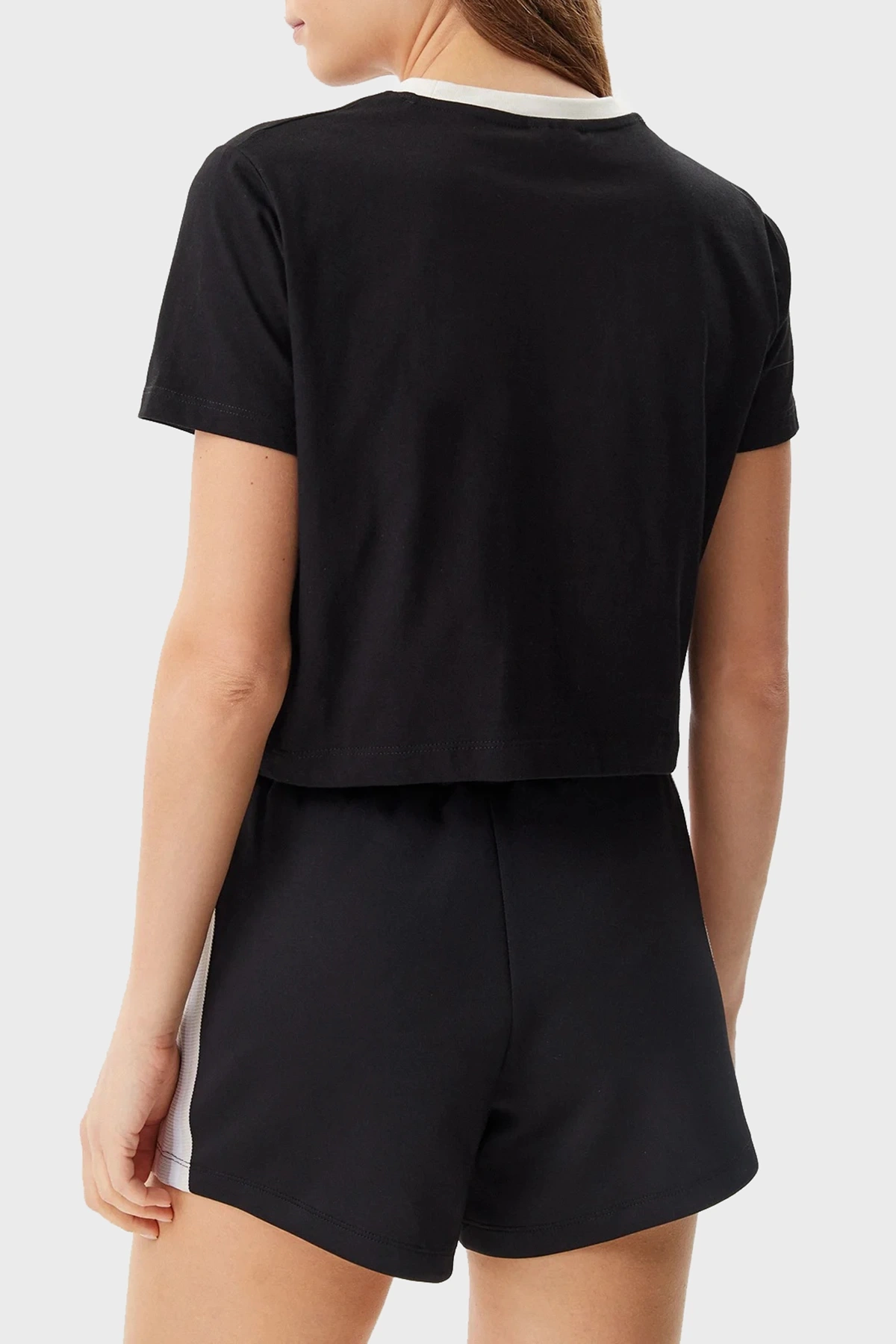 Guess Kadın Siyah Filanta Crop Tişört