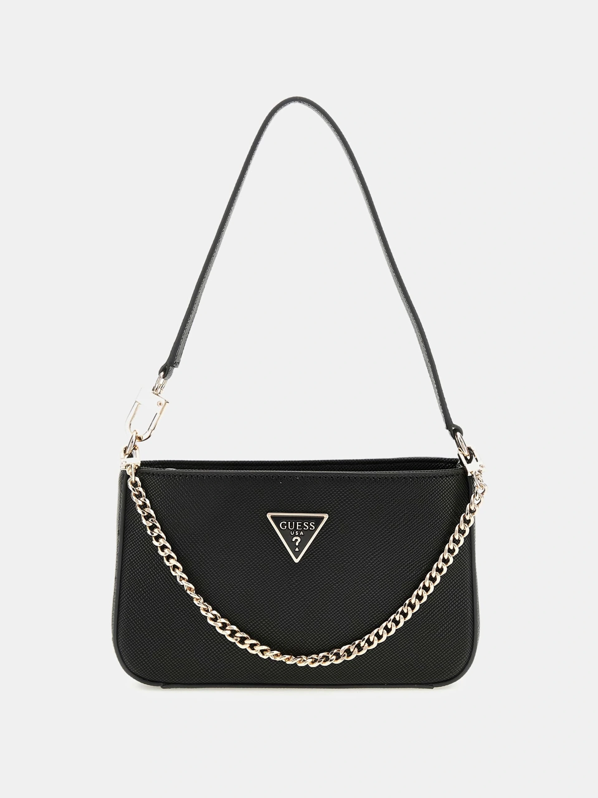 Guess Kadın Siyah Noelle Mini Üstten Fermuarlı Omuz Çantası