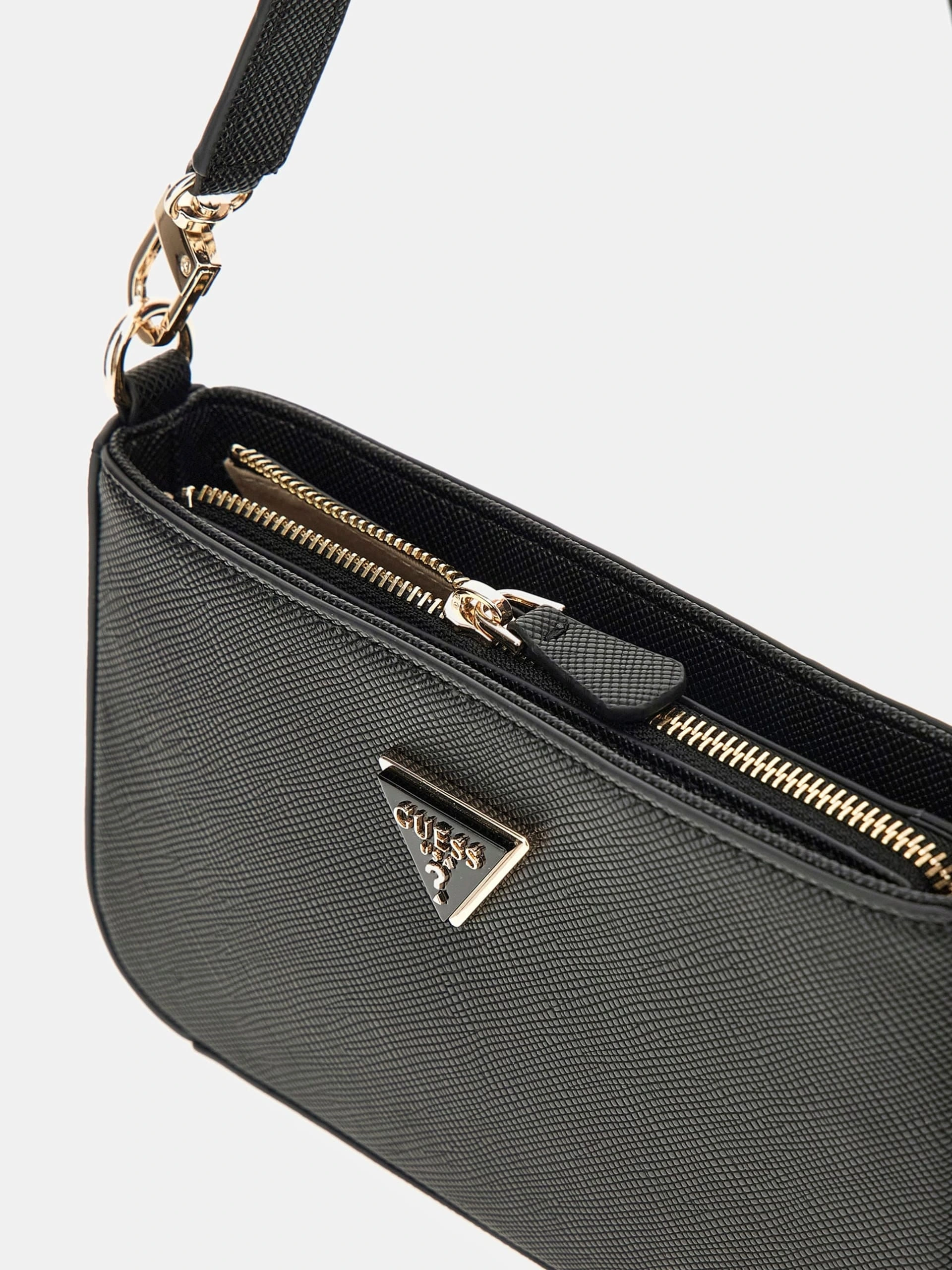 Guess Kadın Siyah Noelle Mini Üstten Fermuarlı Omuz Çantası