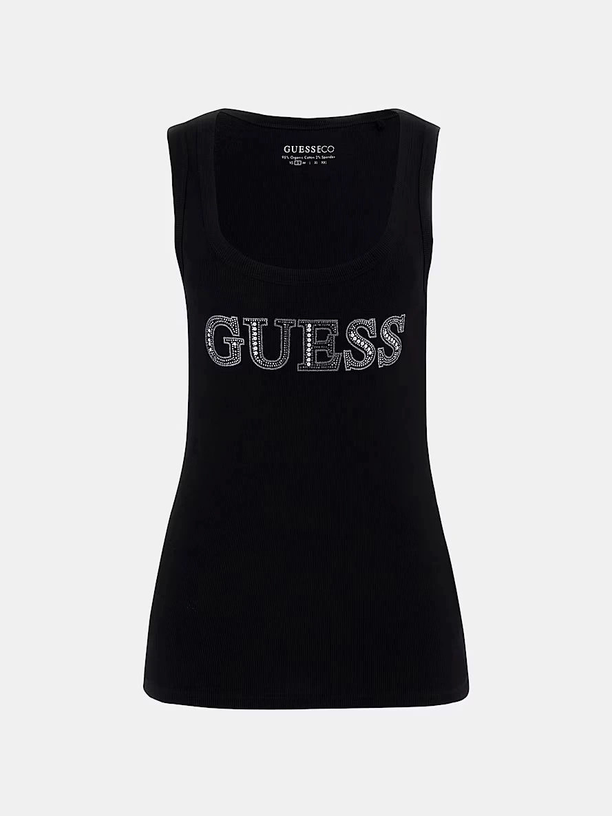 Guess Kadın Siyah Taşlı Logolu Atlet