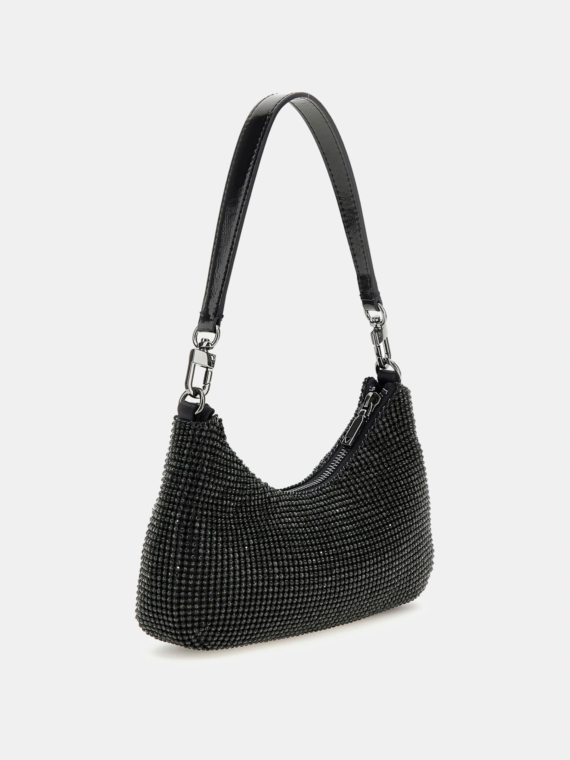Guess Kadın Siyah Zalina Mini Üstten Fermuarlı Omuz Çantası