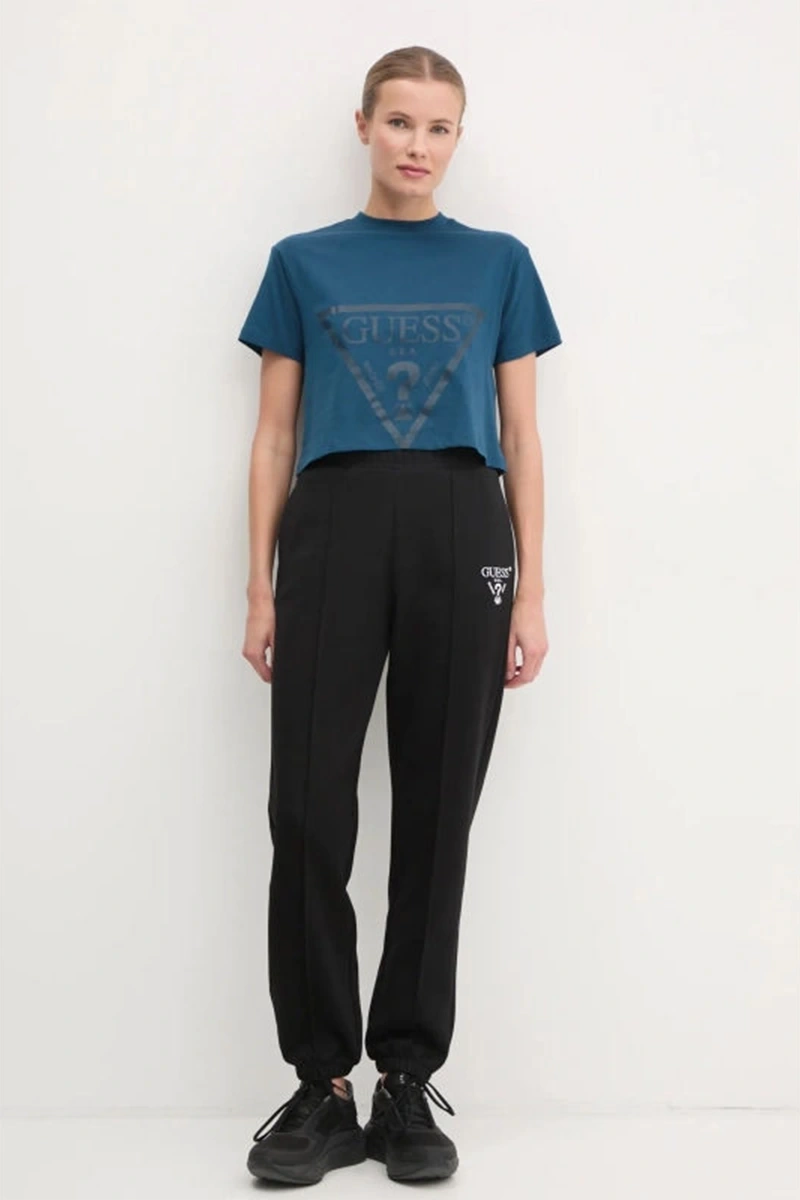 Guess Kadın Üçgen Logolu Mavi T-shirt