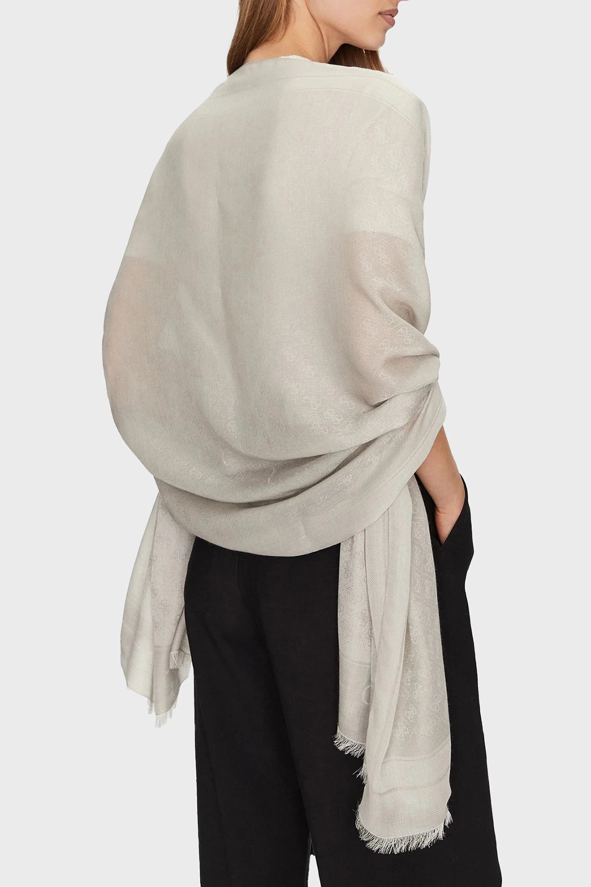 Guess Kadın Kahverengi Zamira Jakarlı Logo Baskılı 80 x 180